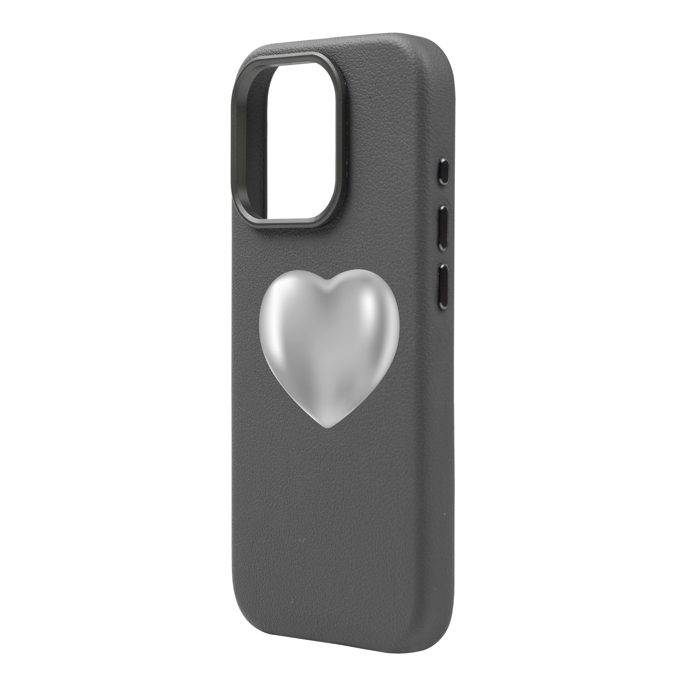 SILVER HEART-iPhone Leather 15 Premium Case with MagSafe