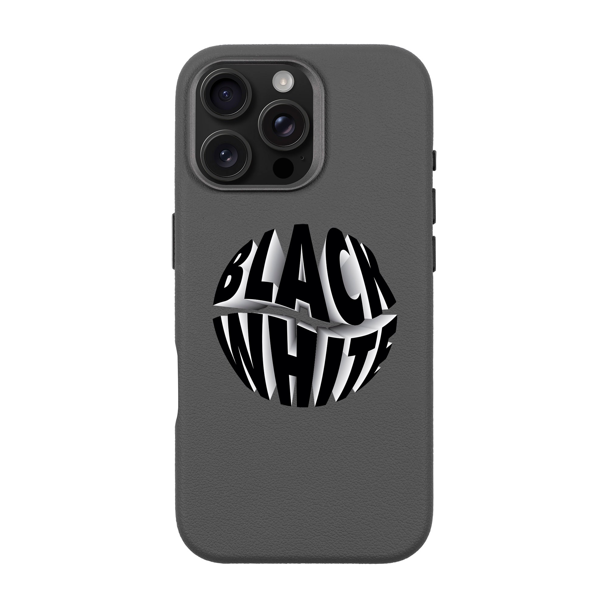 BLACK WHITE-iPhone Leather Premium Kılıf MagSafe Özellikli