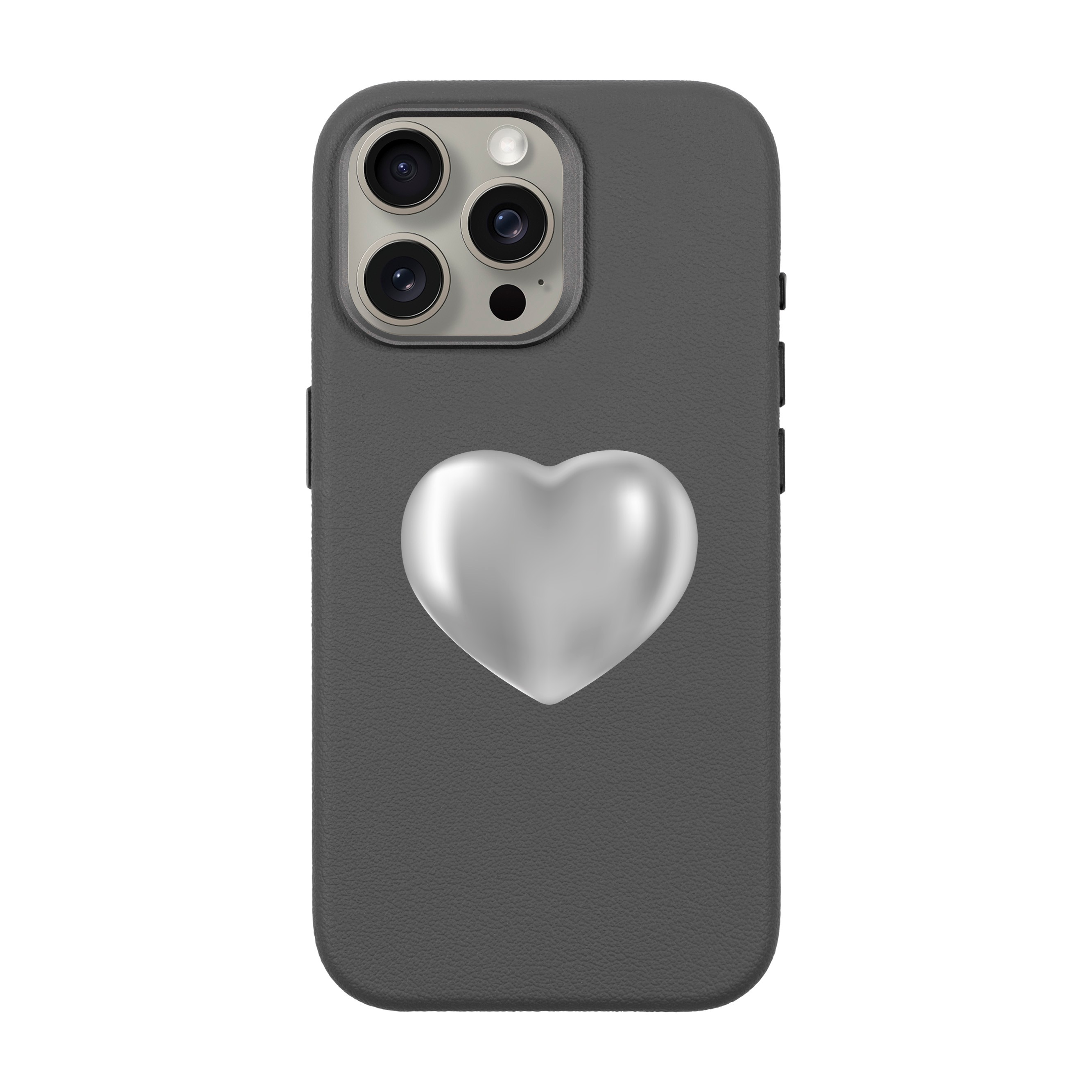 SILVER HEART-iPhone Leather 15 Premium Kılıf MagSafe Özellikli