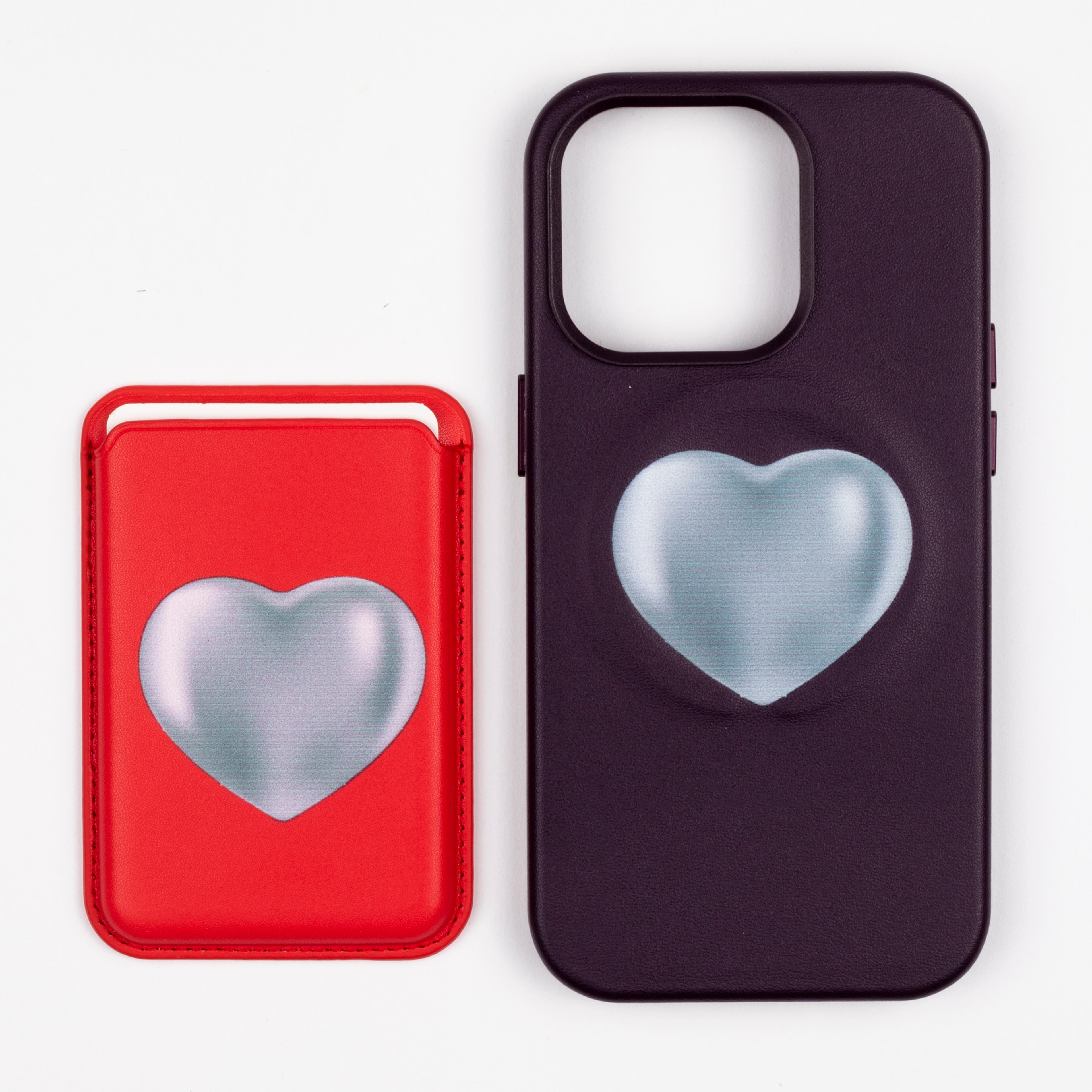 Silver Heart - iPhone Leather Case with MagSafe