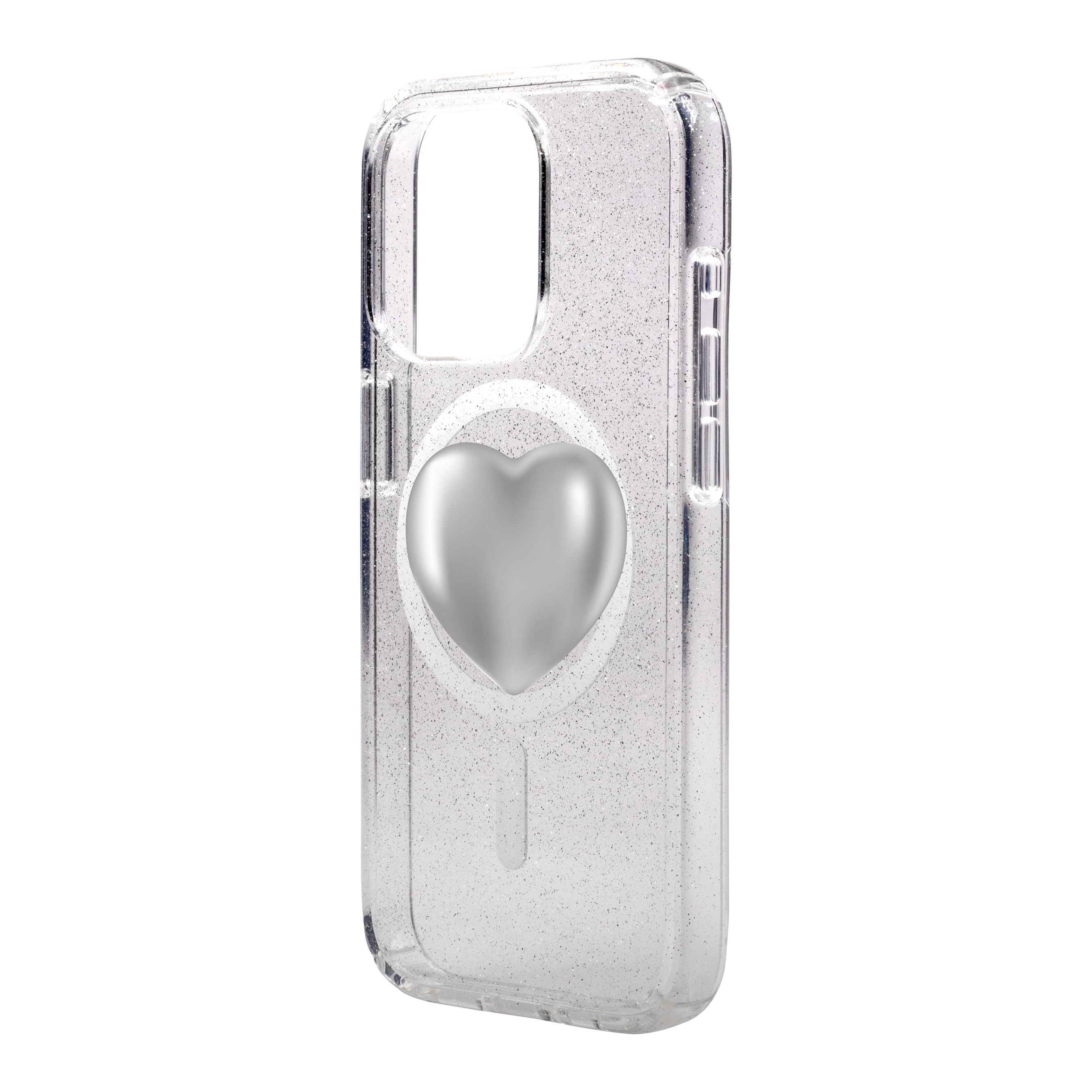 SILVER HEART-iPhone Shiny Kılıf MagSafe Özellikli