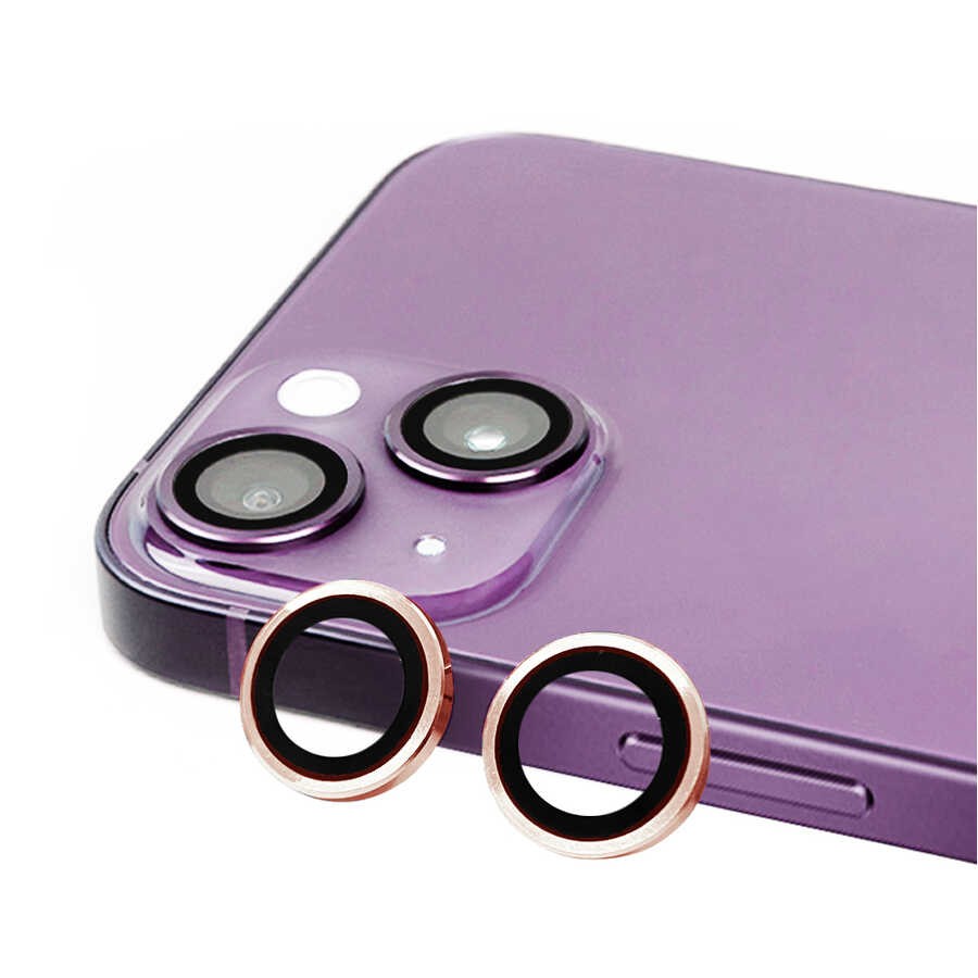 Apple iPhone 14 Plus Shine Kamera Lens Koruyucu - Rose Gold