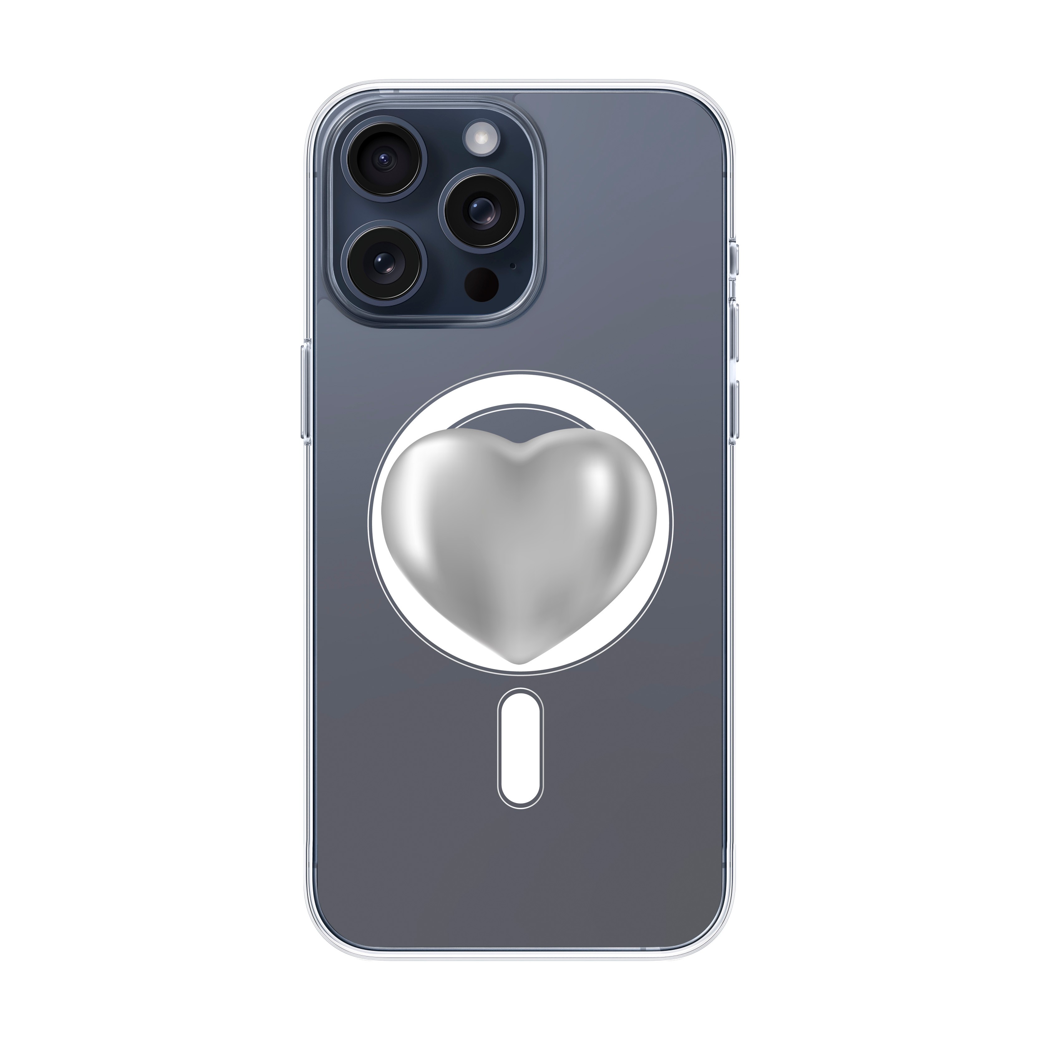 Silver Heart - iPhone Clear Case with MagSafe