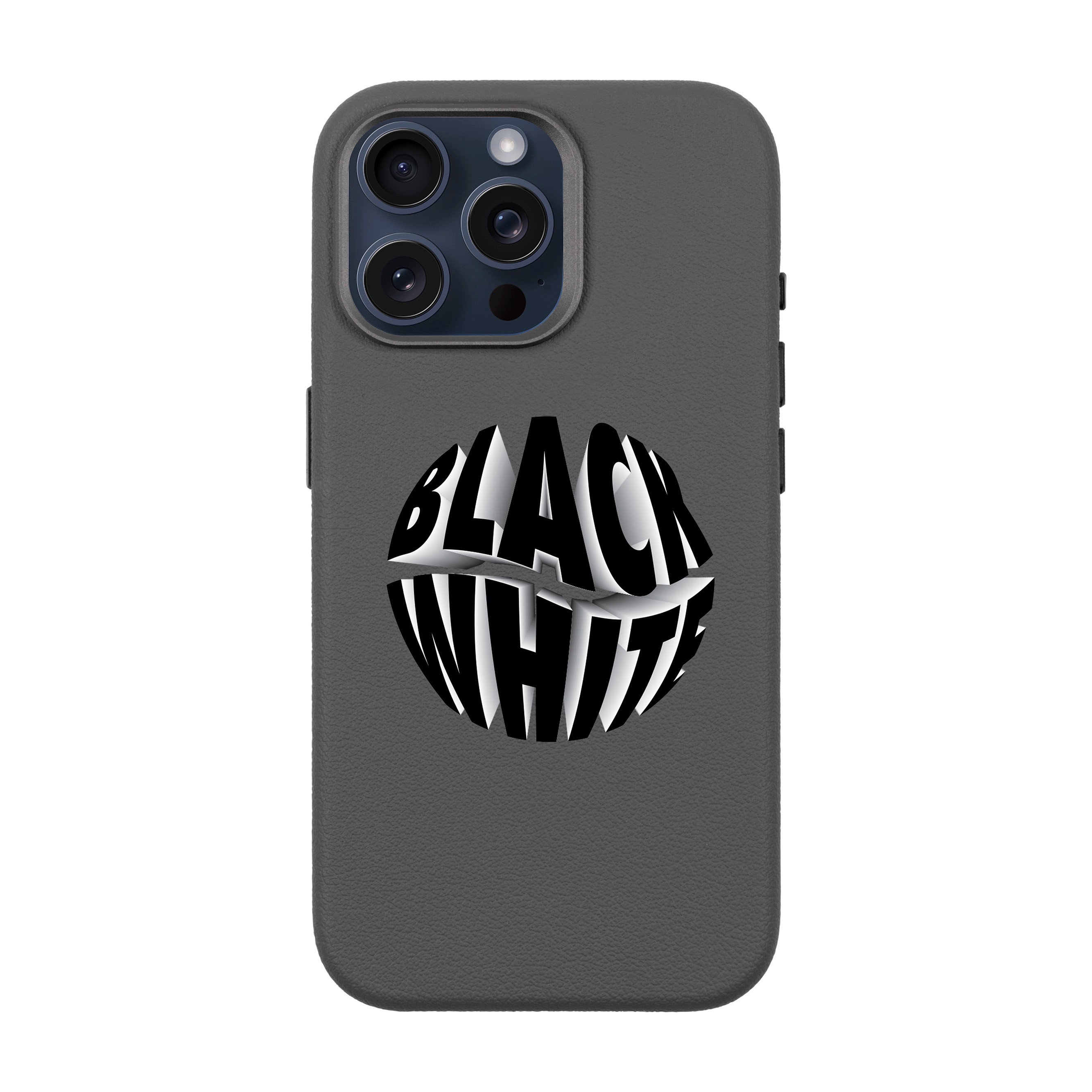 BLACK WHITE-iPhone Leather 15 Premium Kılıf MagSafe Özellikli