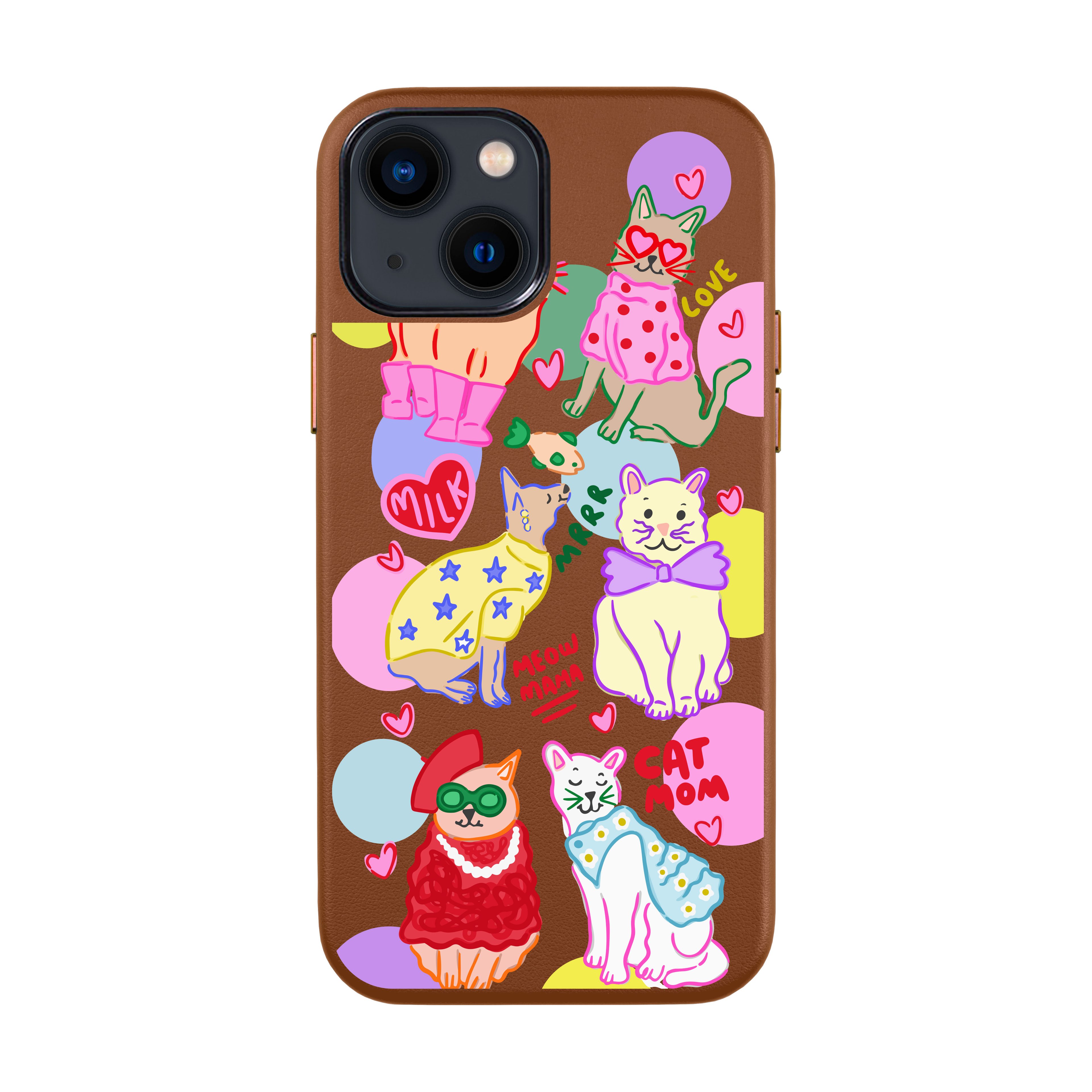 CAT MOM-iPhone Leather Kılıf