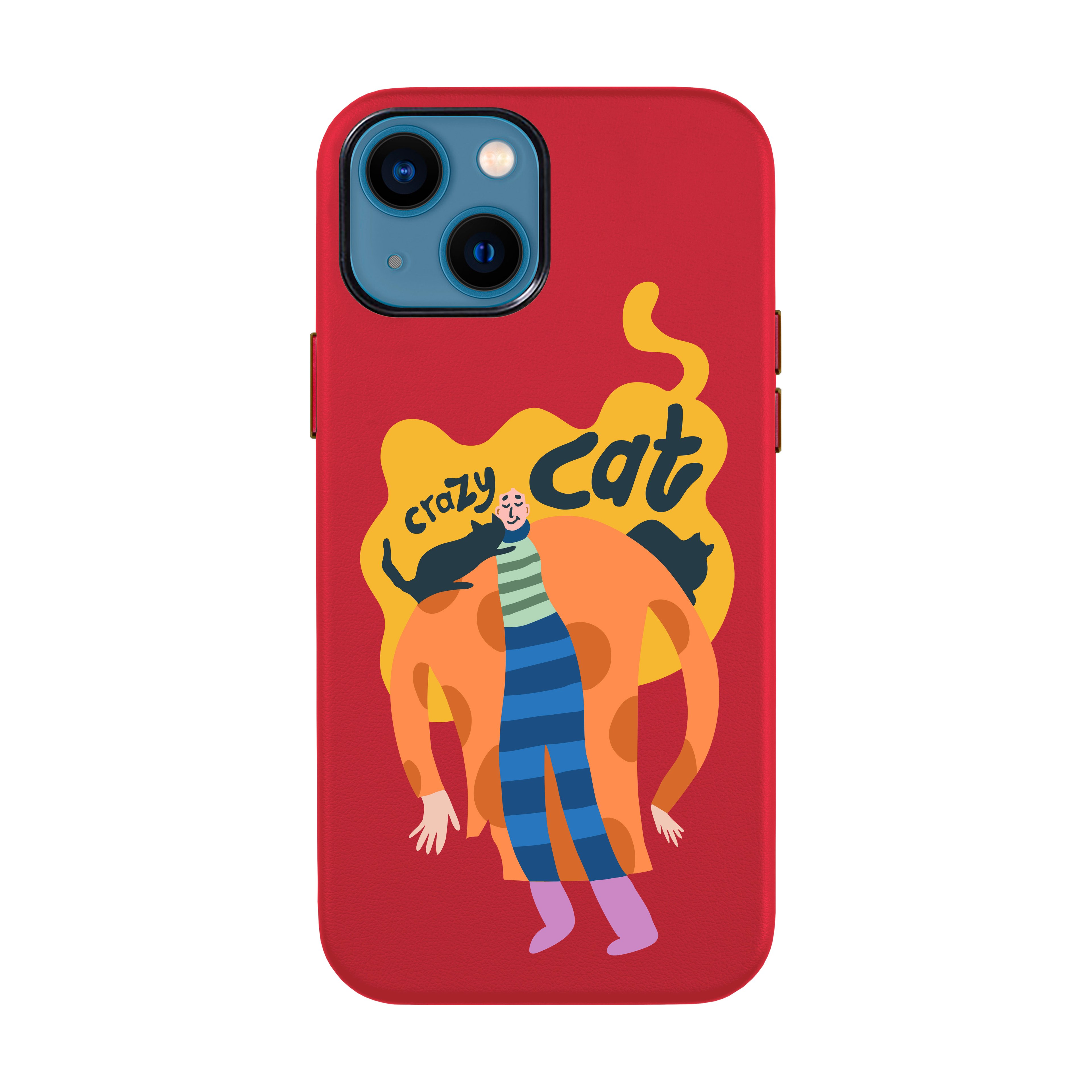 CRAZY CAT-iPhone Leather Kılıf