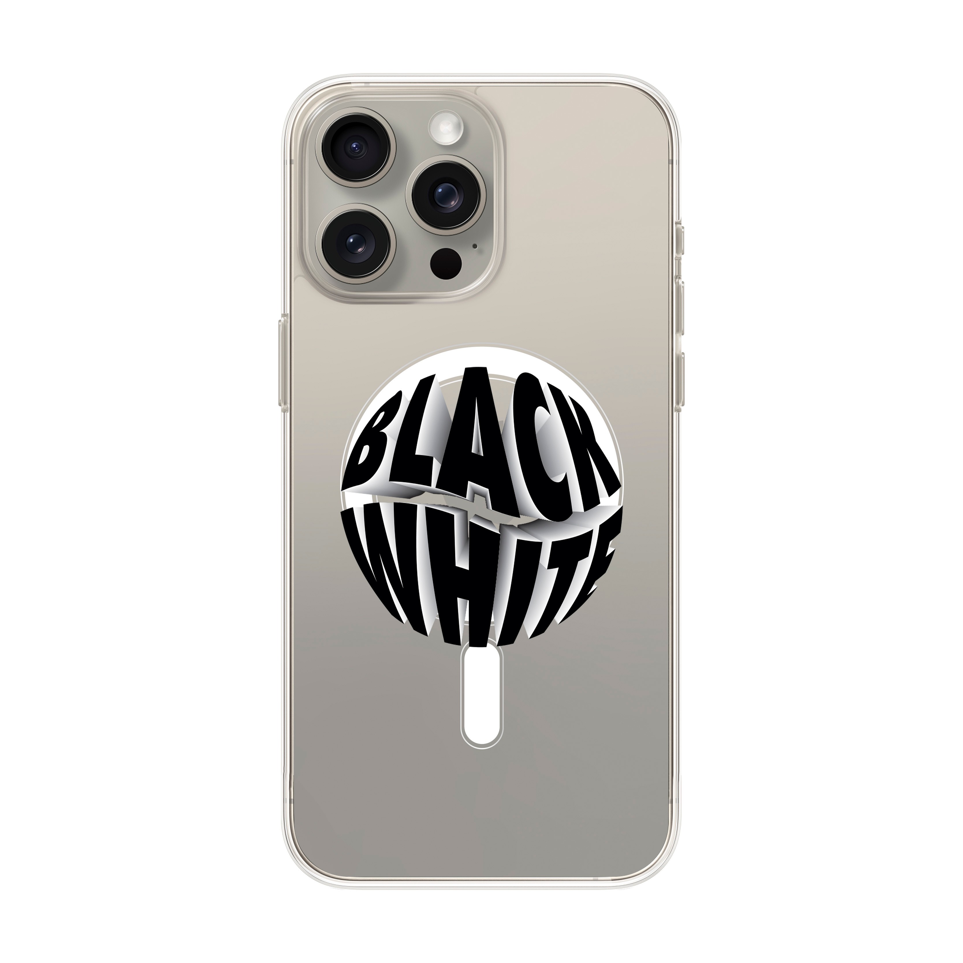 Black White  - iPhone Clear Case with MagSafe