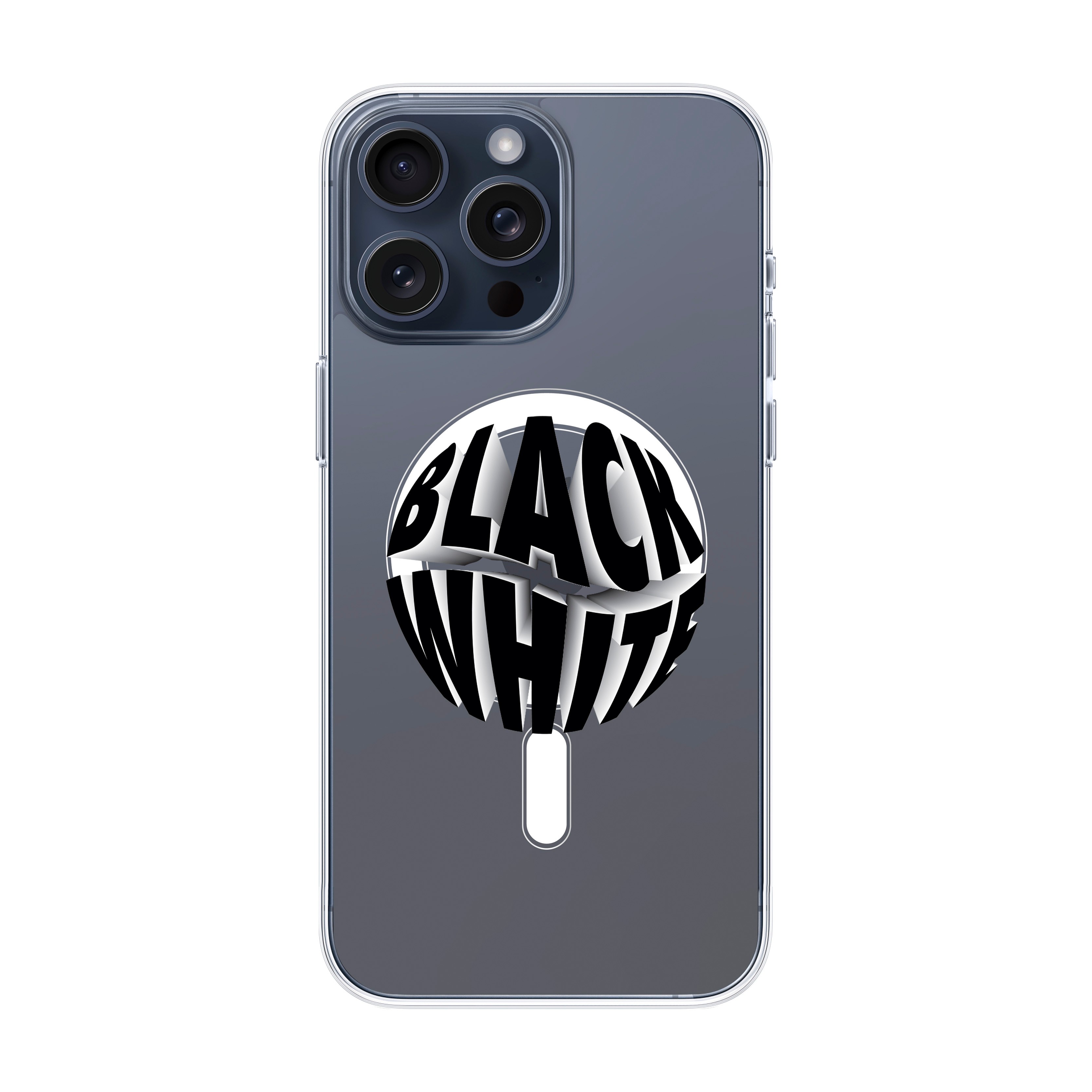 Black White  - iPhone Clear Case with MagSafe