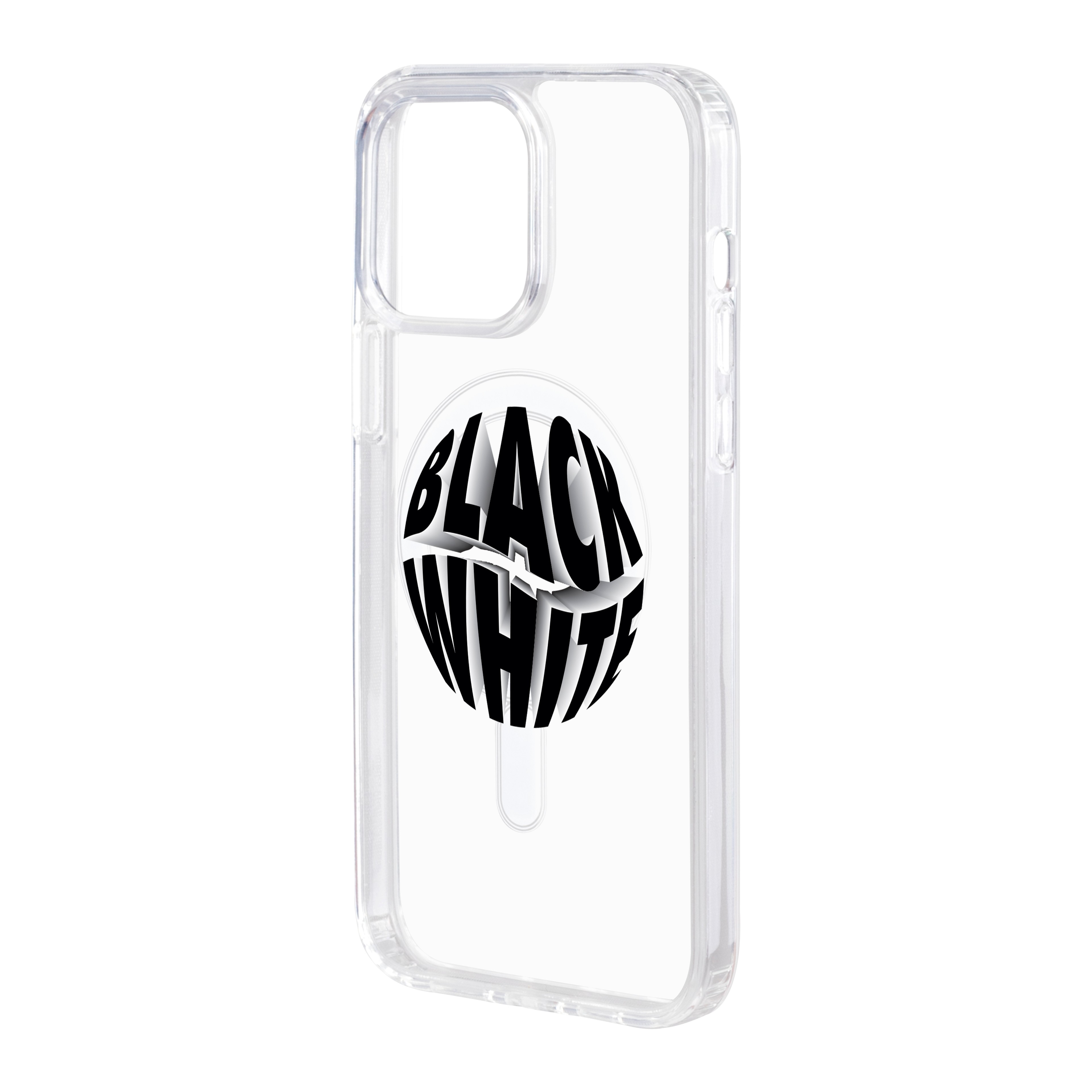 Black White  - iPhone Clear Case with MagSafe