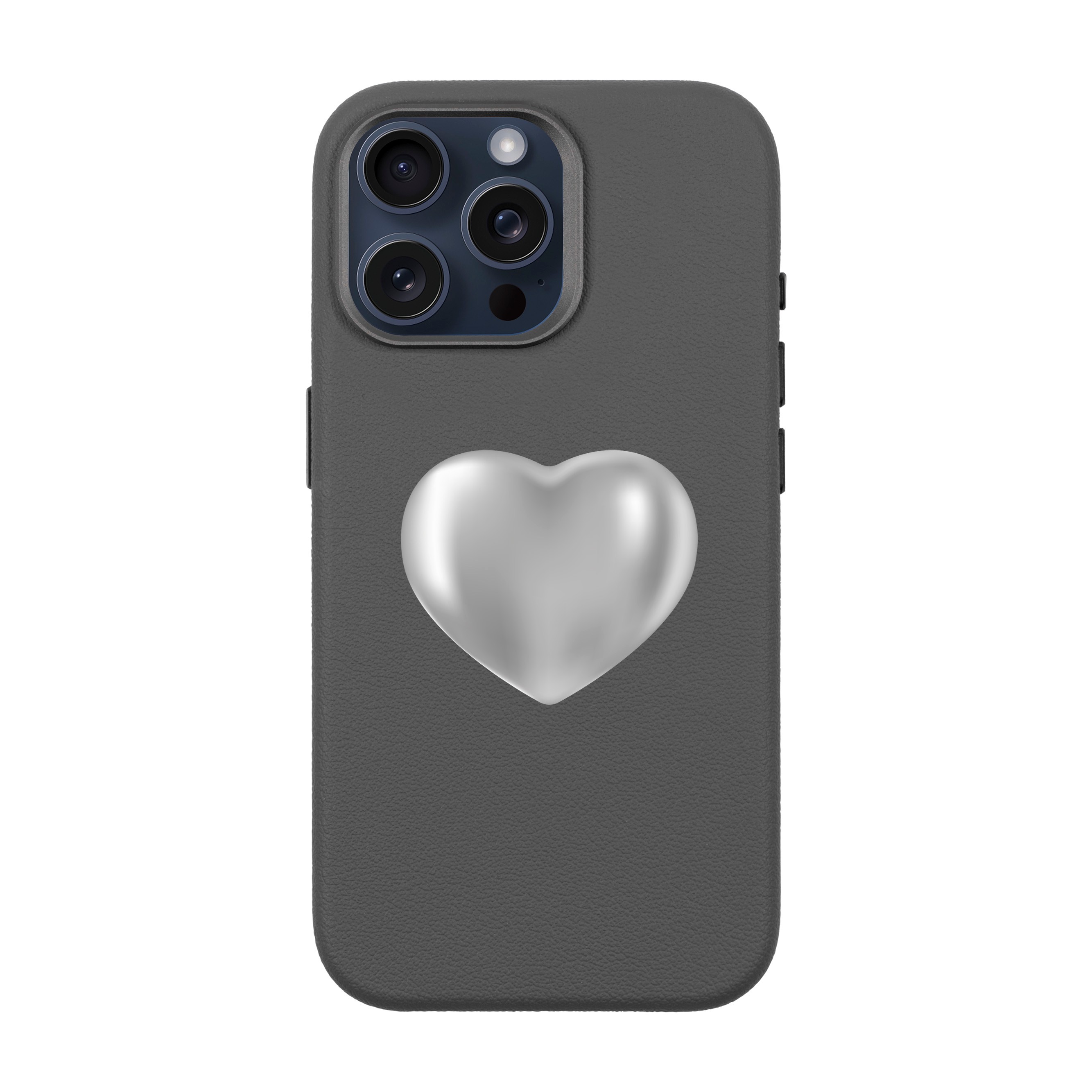 SILVER HEART-iPhone Leather 15 Premium Case with MagSafe