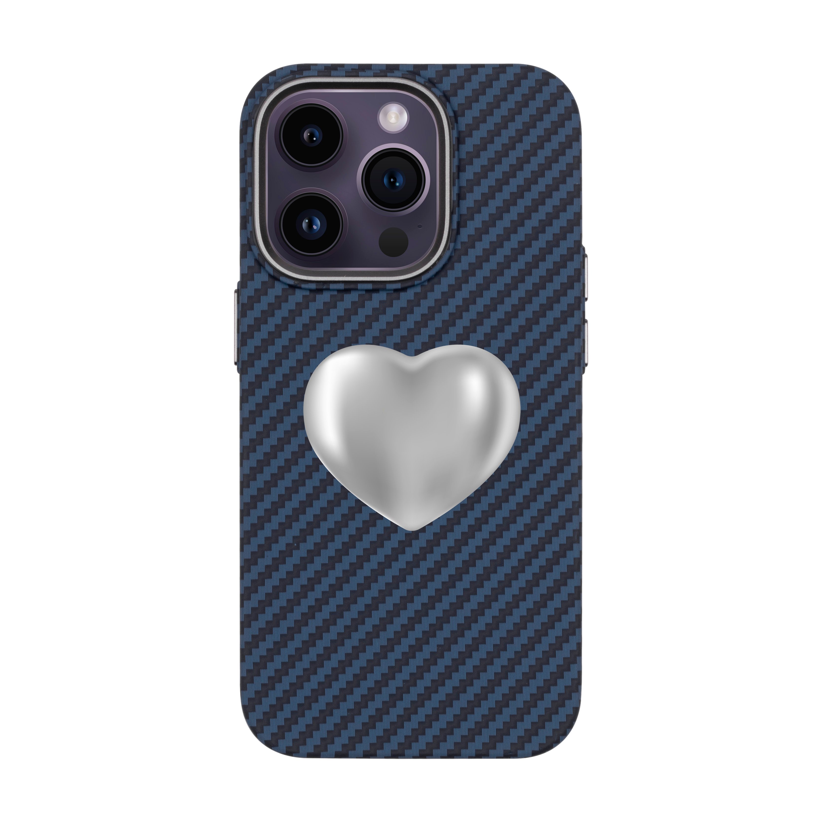 Silver Heart - iPhone Carbon Case with Magsafe