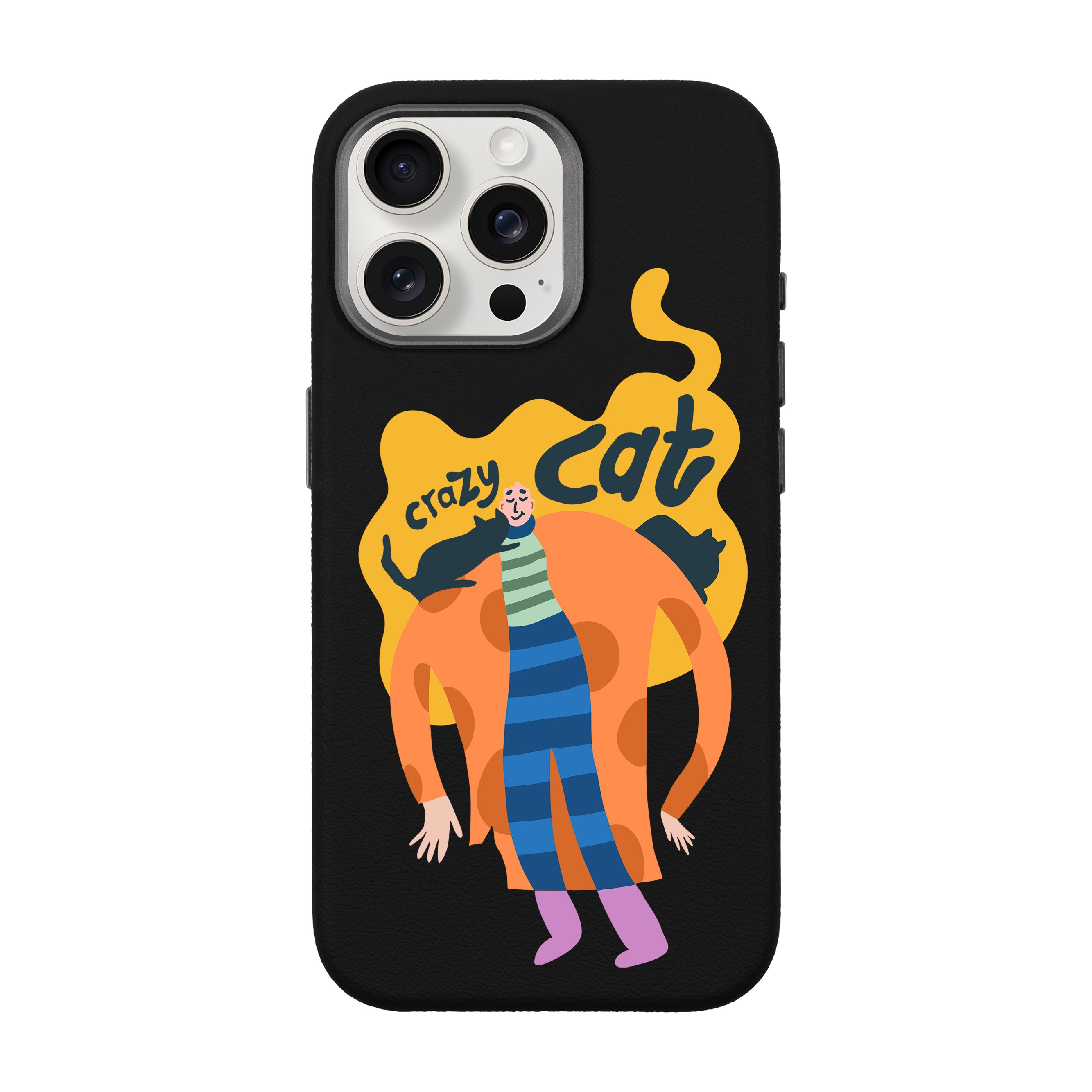 CRAZY CAT-iPhone Leather 15 Premium Kılıf MagSafe Özellikli