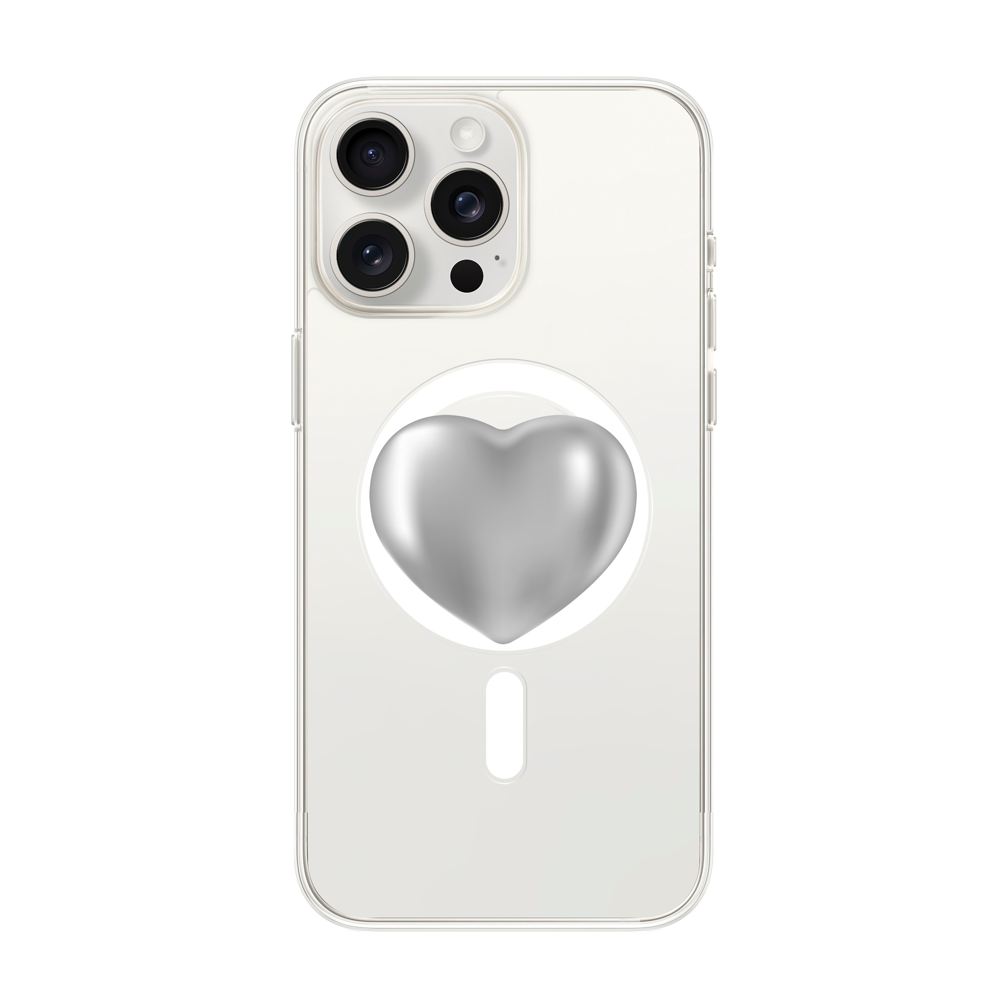 SILVER HEART-iPhone Solid Kılıf MagSafe Özellikli