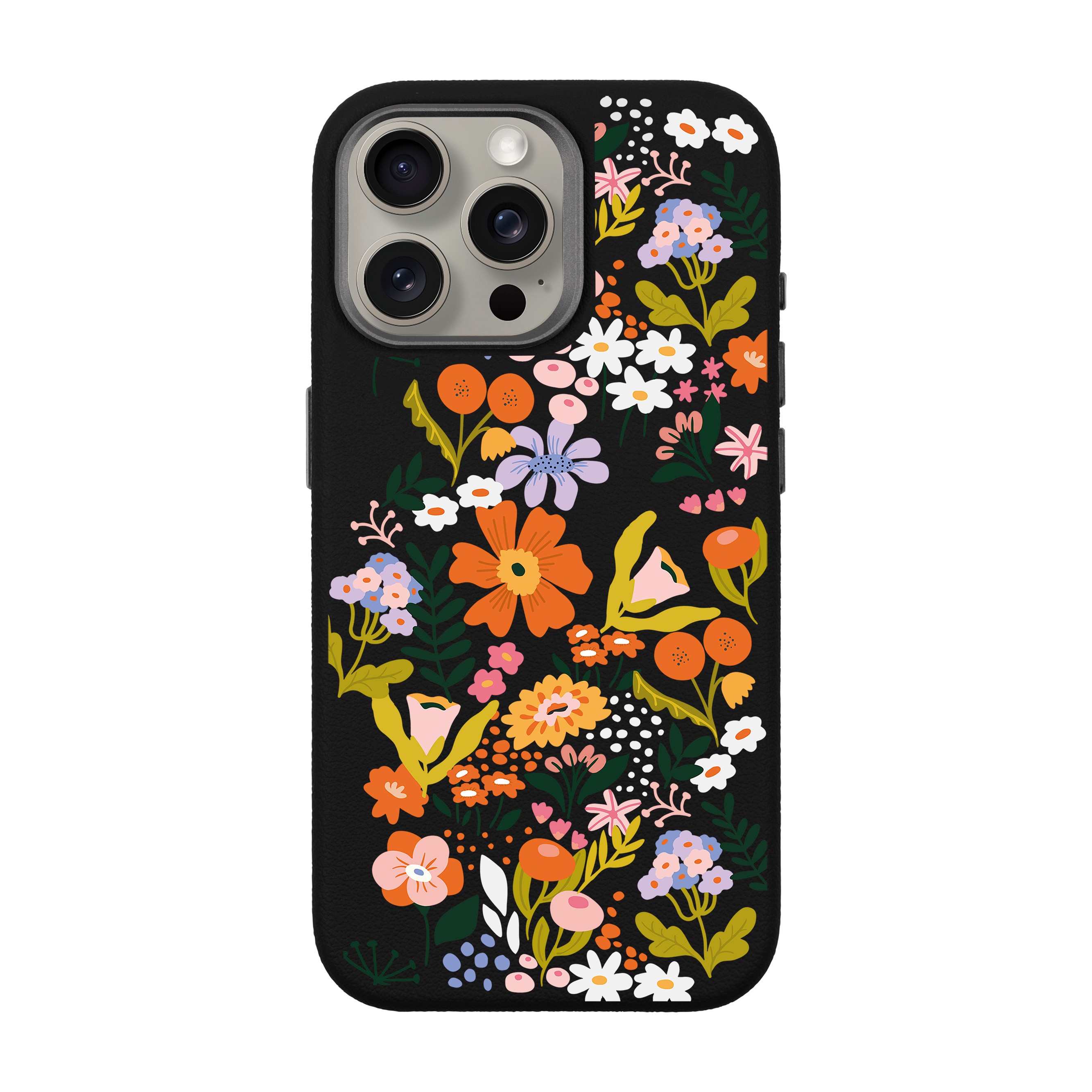 FLOWER-iPhone Leather 15 Premium Case with MagSafe