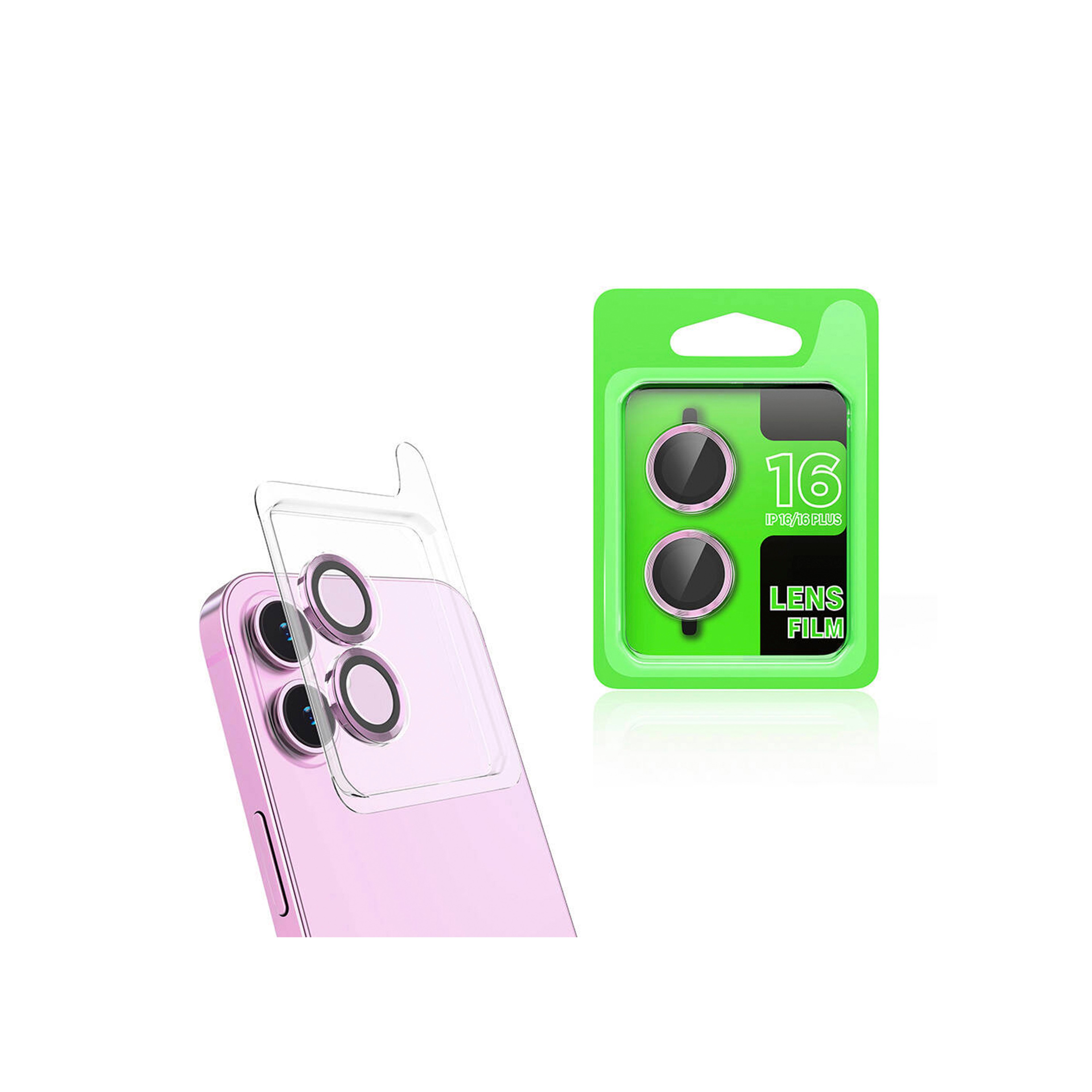 Apple iPhone 16 Shine Kamera Lens Koruyucu - Pembe