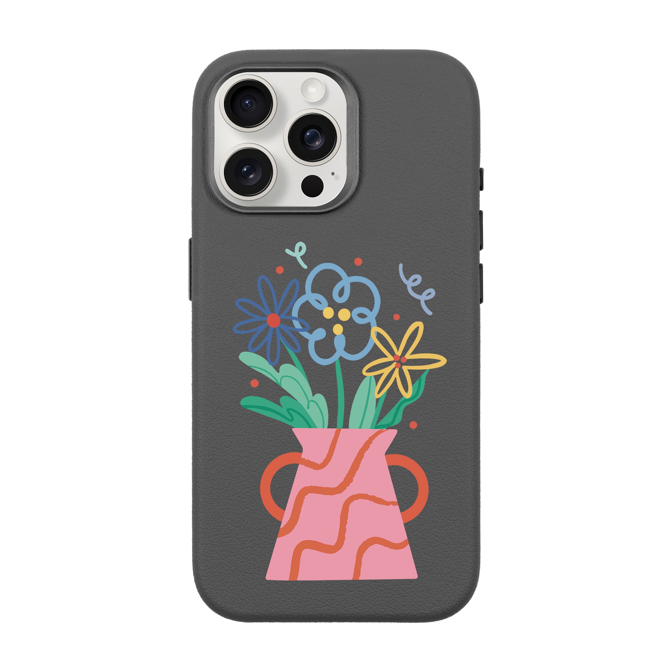 PINK VASE-iPhone Leather 15 Premium Case with MagSafe