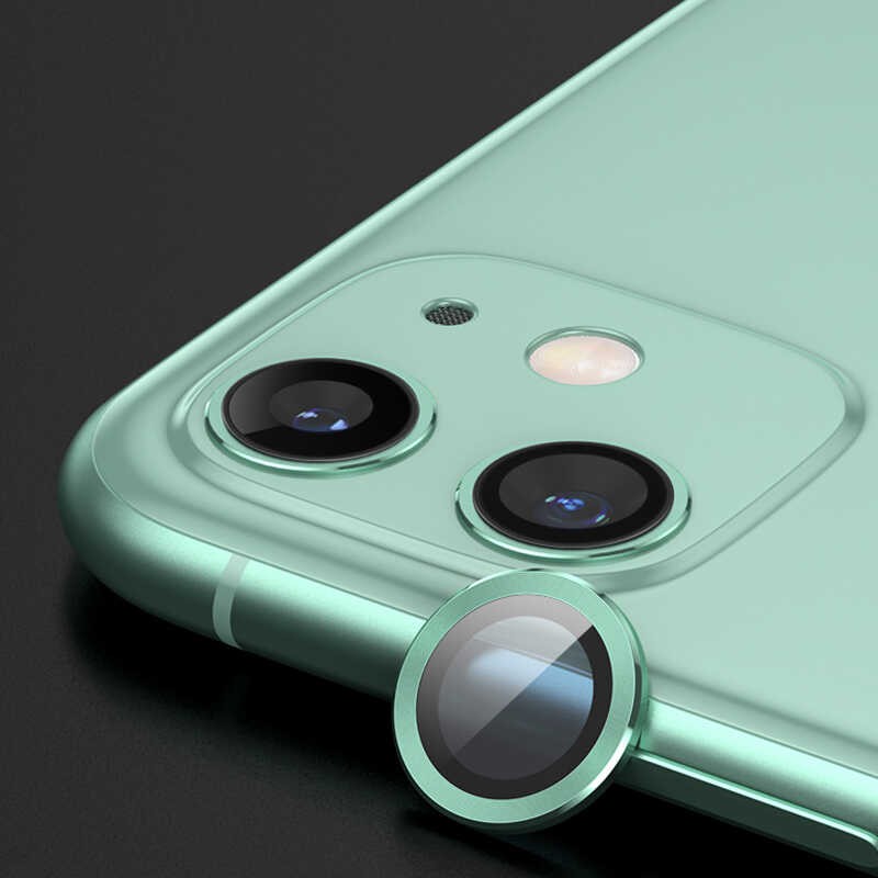 Apple iPhone 12 Mini Shine Kamera Lens Koruyucu - Açık Yeşil