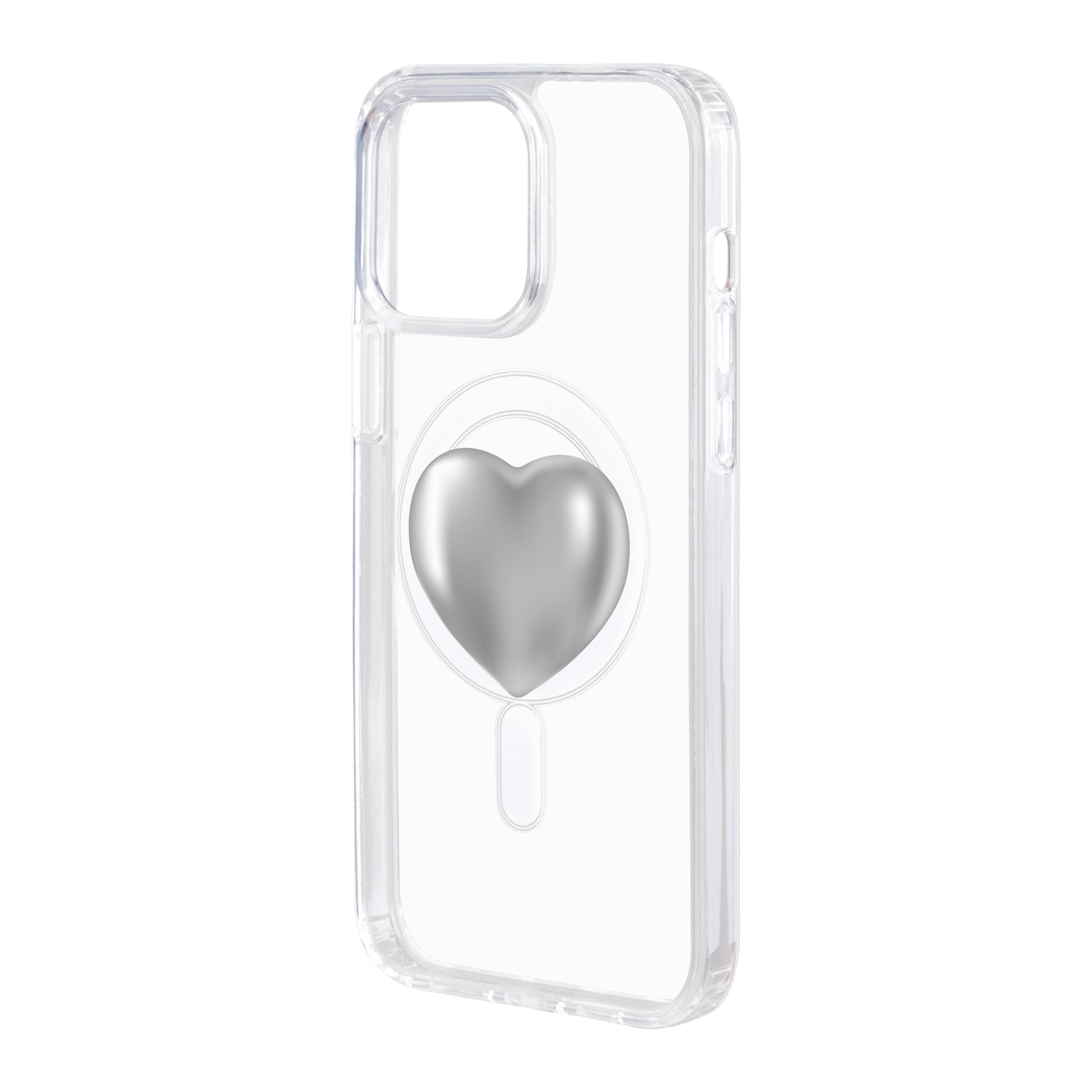 Silver Heart - iPhone Clear Case with MagSafe