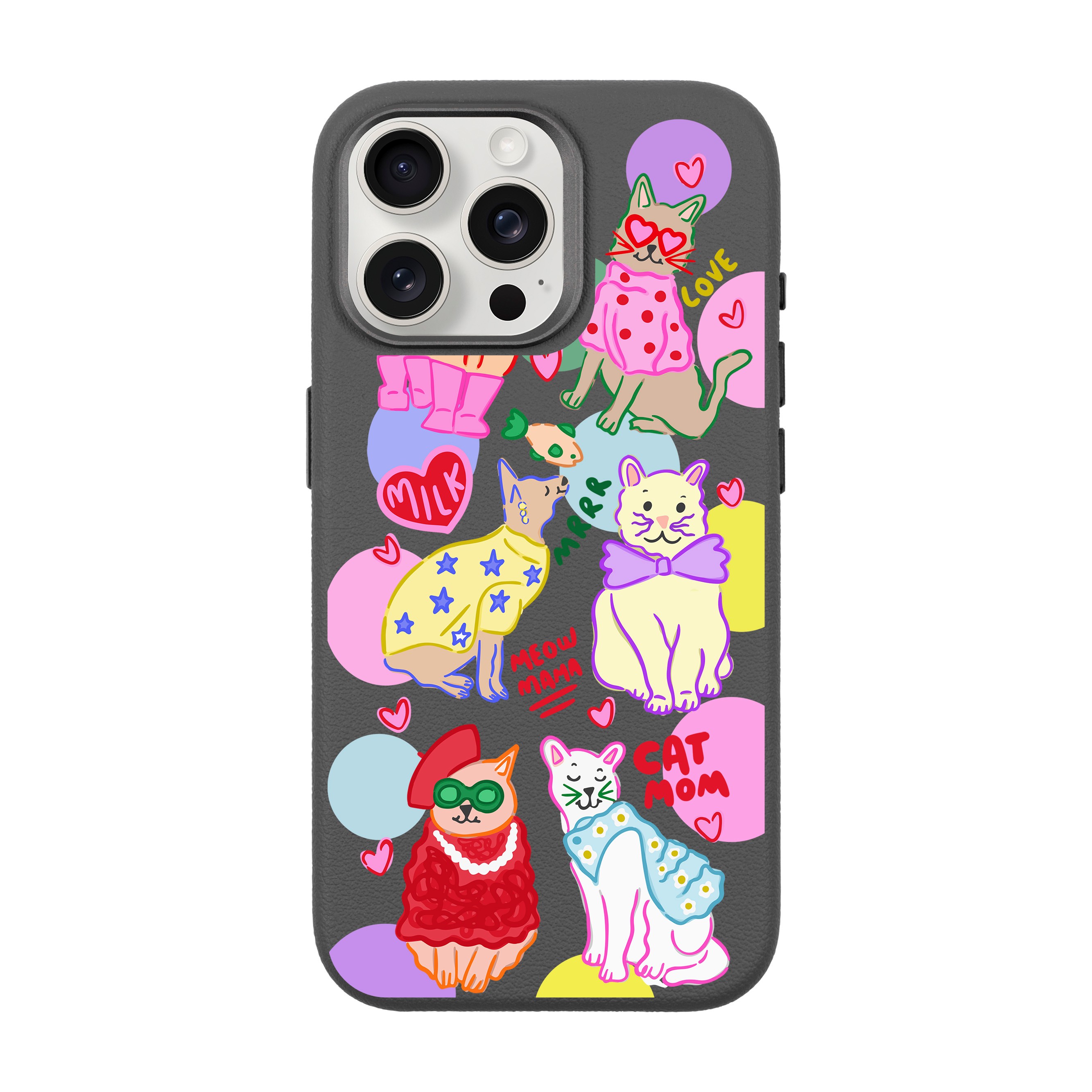 CAT MOM-iPhone Leather 15 Premium Case with MagSafe