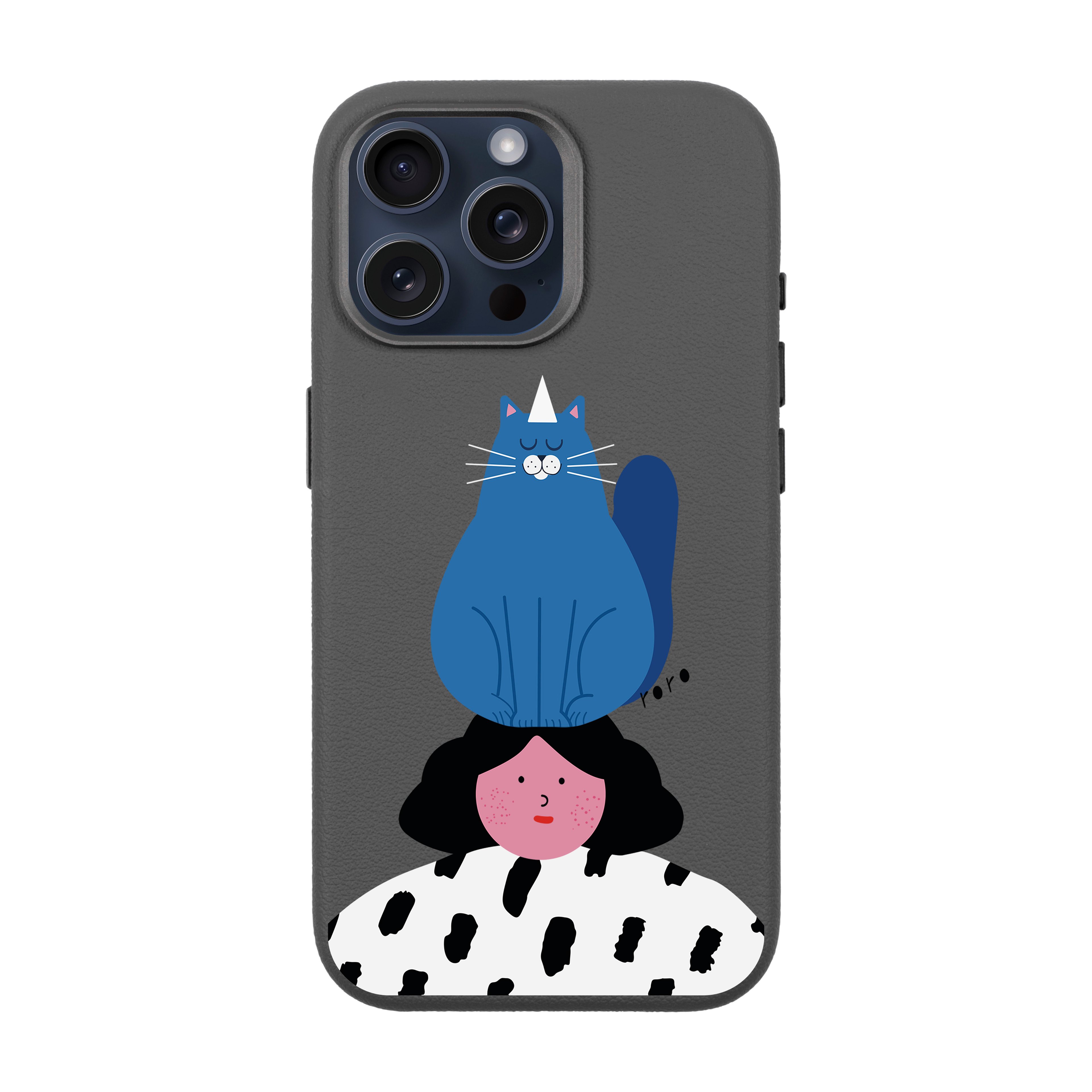 NAUGHTY CAT-iPhone Leather 15 Premium Case with MagSafe