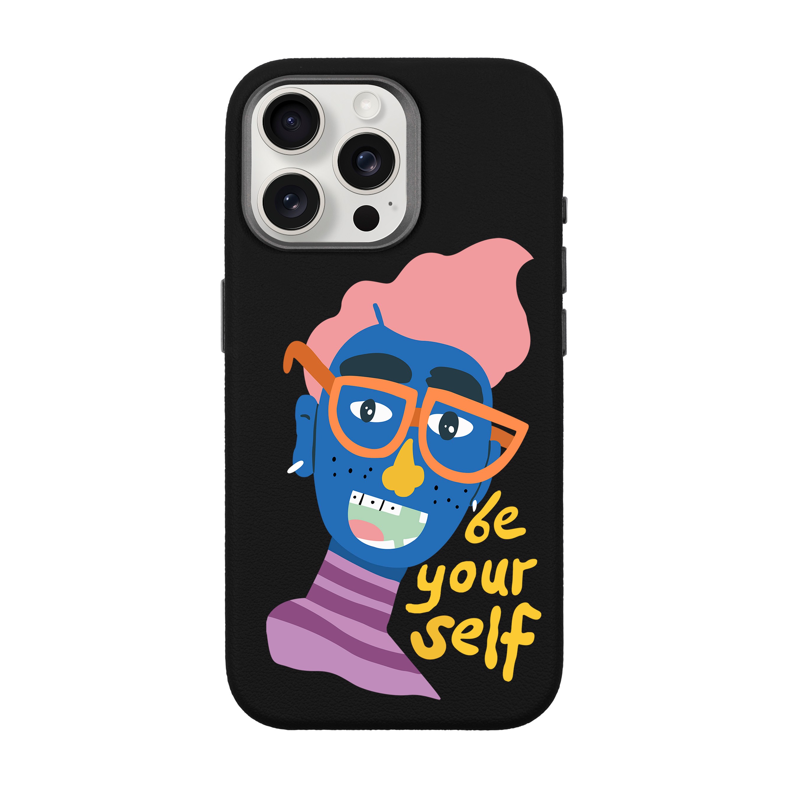 BE YOURSELF-iPhone Leather 15 Premium Case with MagSafe