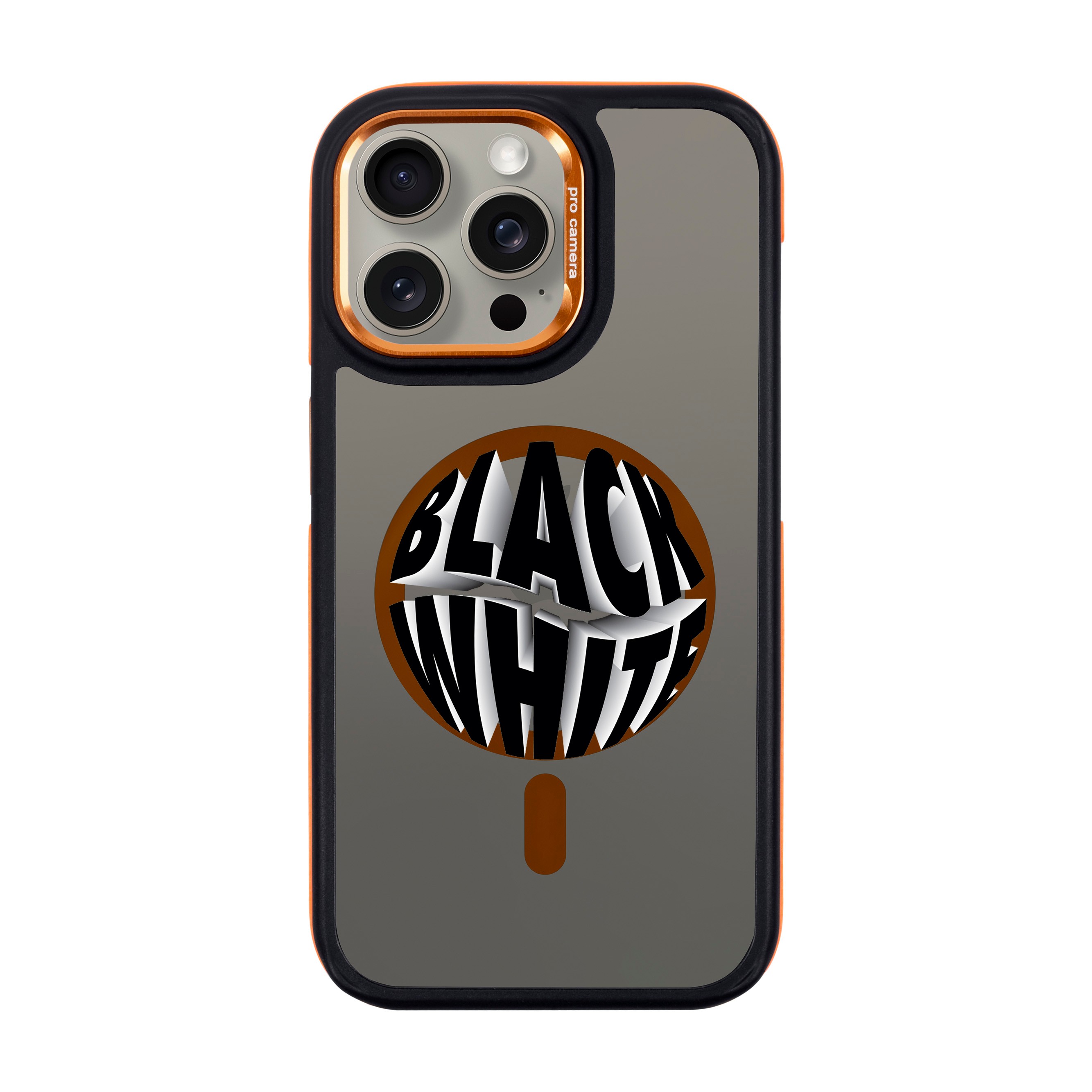 BLACK WHITE-iPhone Dark Case with MagSafe