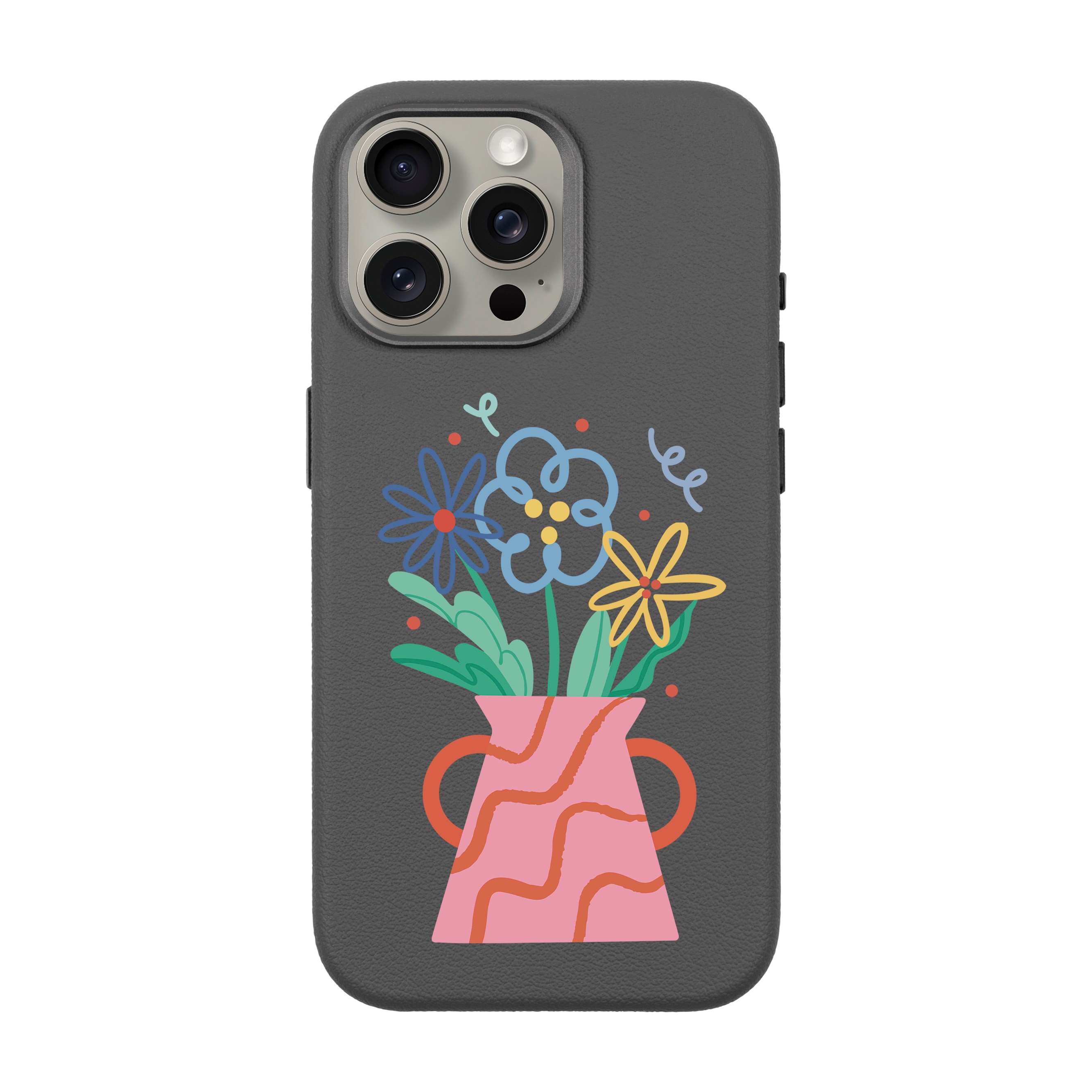 PINK VASE-iPhone Leather 15 Premium Kılıf MagSafe Özellikli