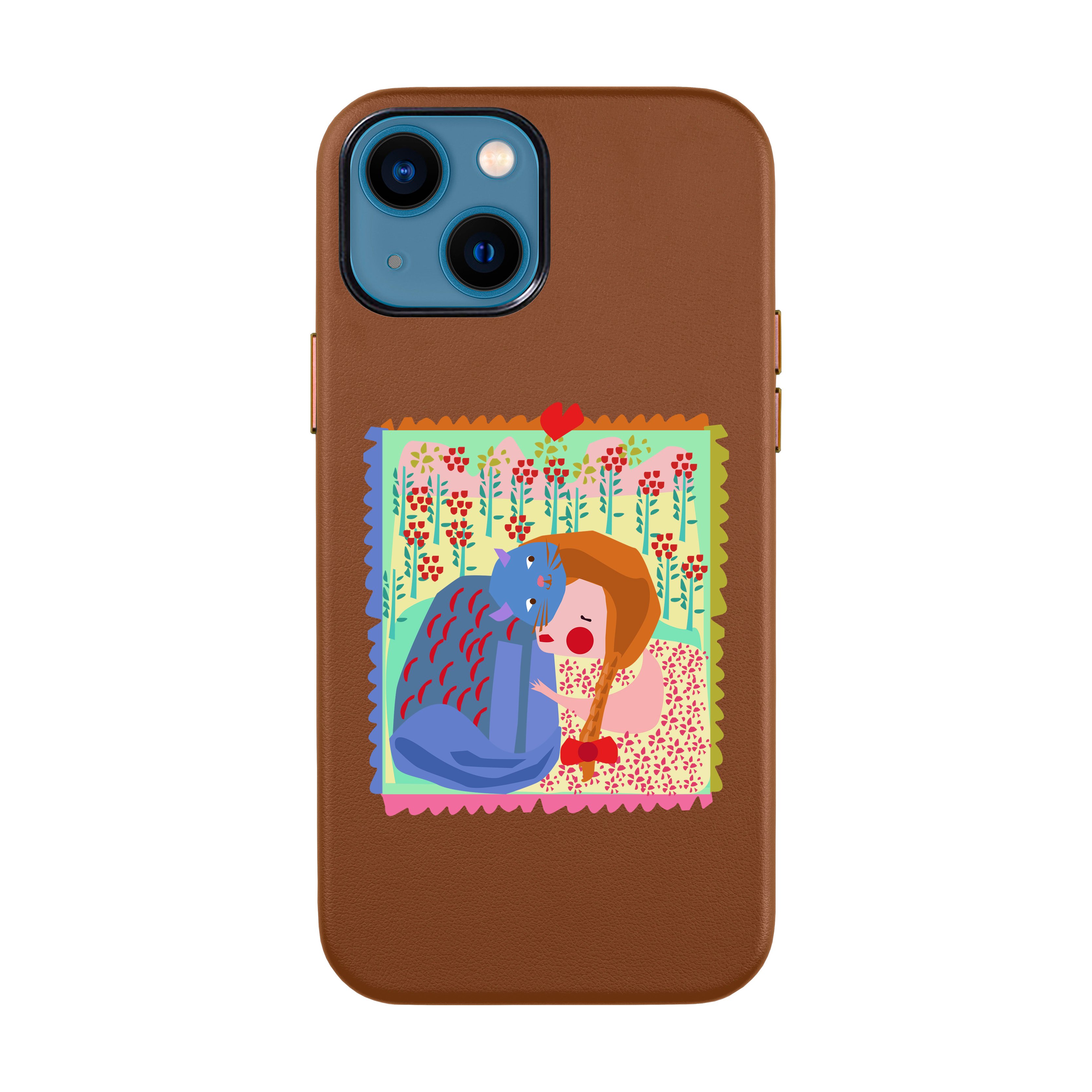 Cat Postage Stamp - iPhone Leather Case