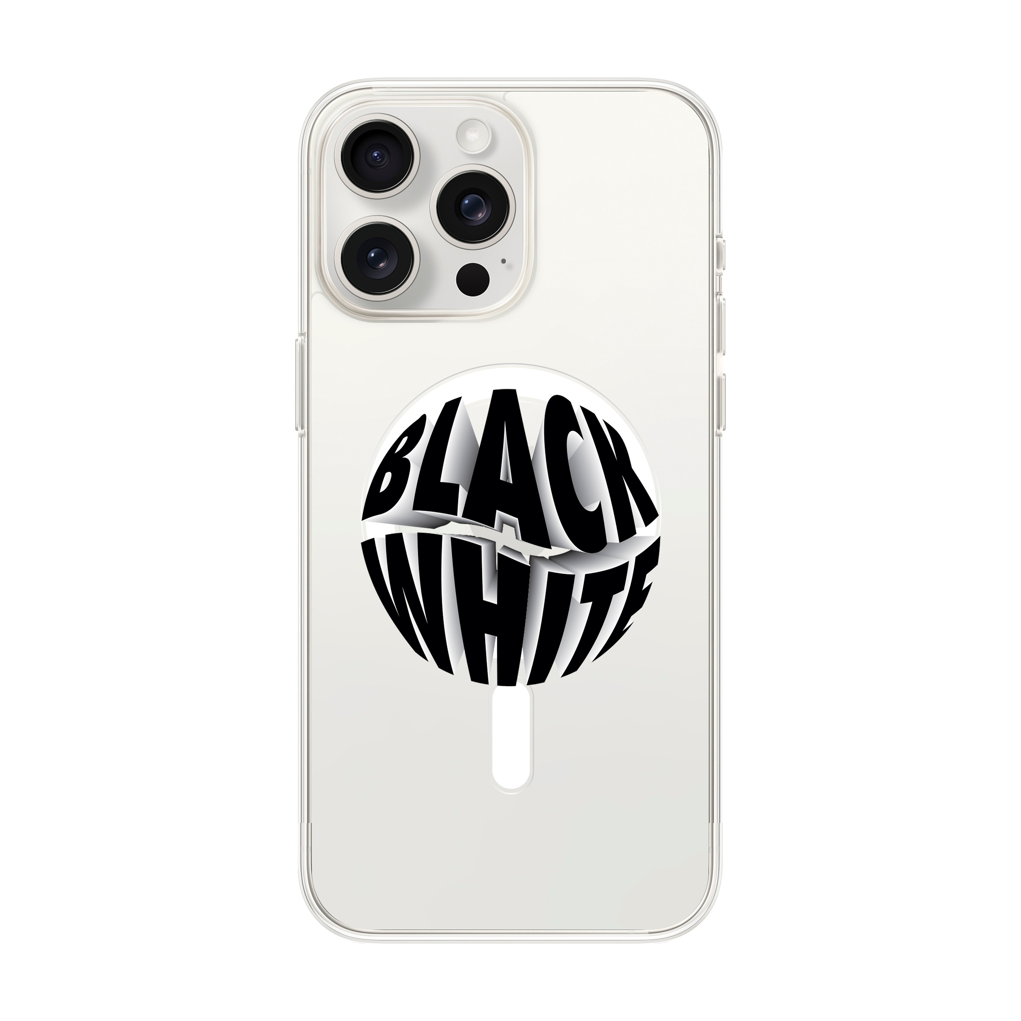 Black White  - iPhone Clear Case with MagSafe