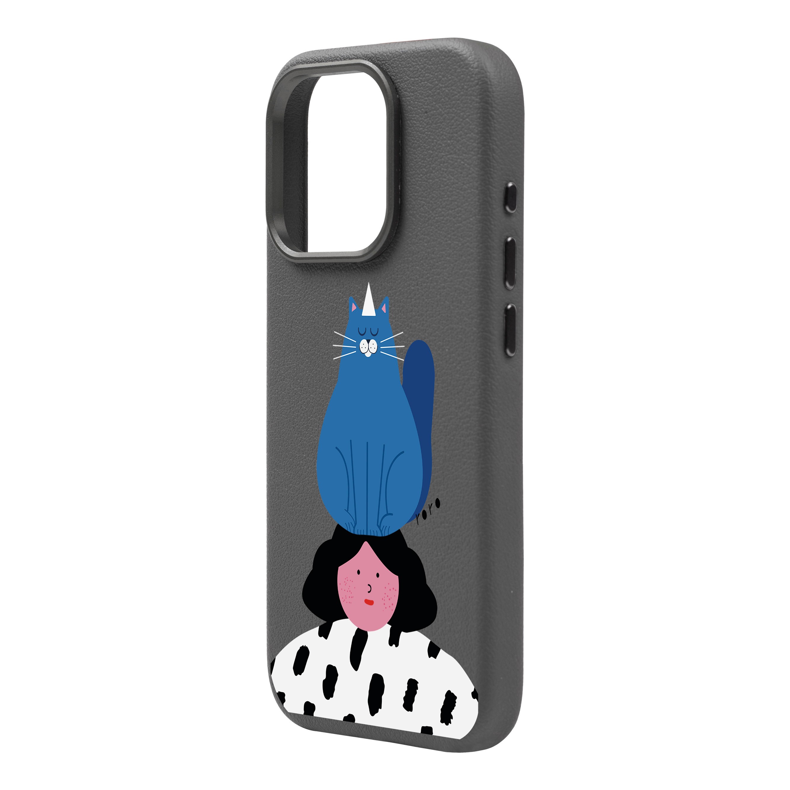 NAUGHTY CAT-iPhone Leather 15 Premium Case with MagSafe