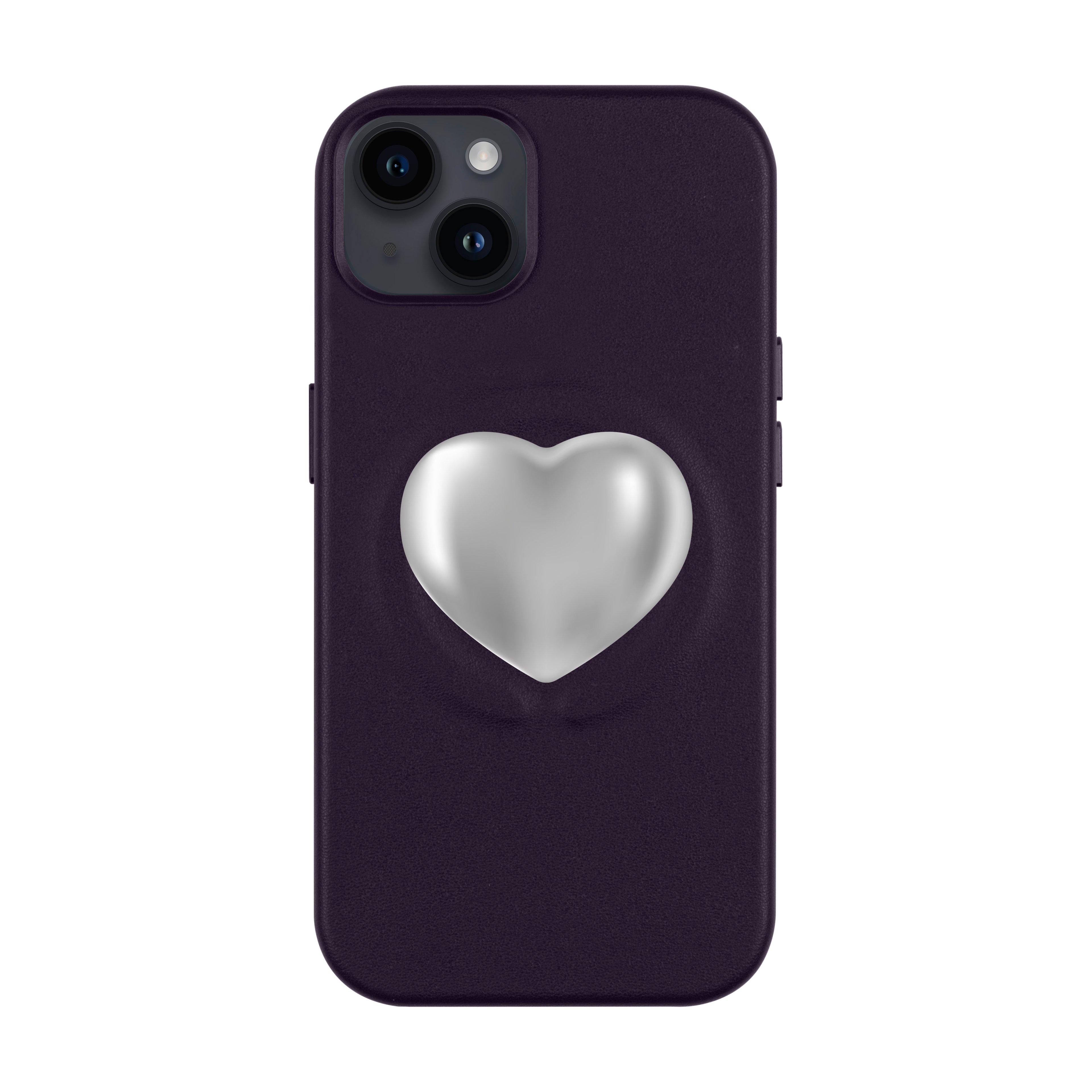 SILVER HEART-iPhone Leather Kılıf MagSafe Özellikli