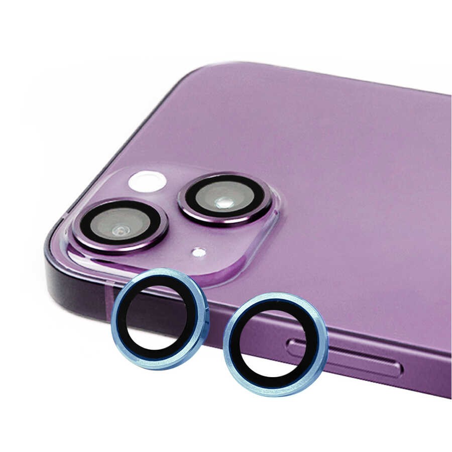 Apple iPhone 14 Plus Shine Kamera Lens Qoruyucu - Mavi