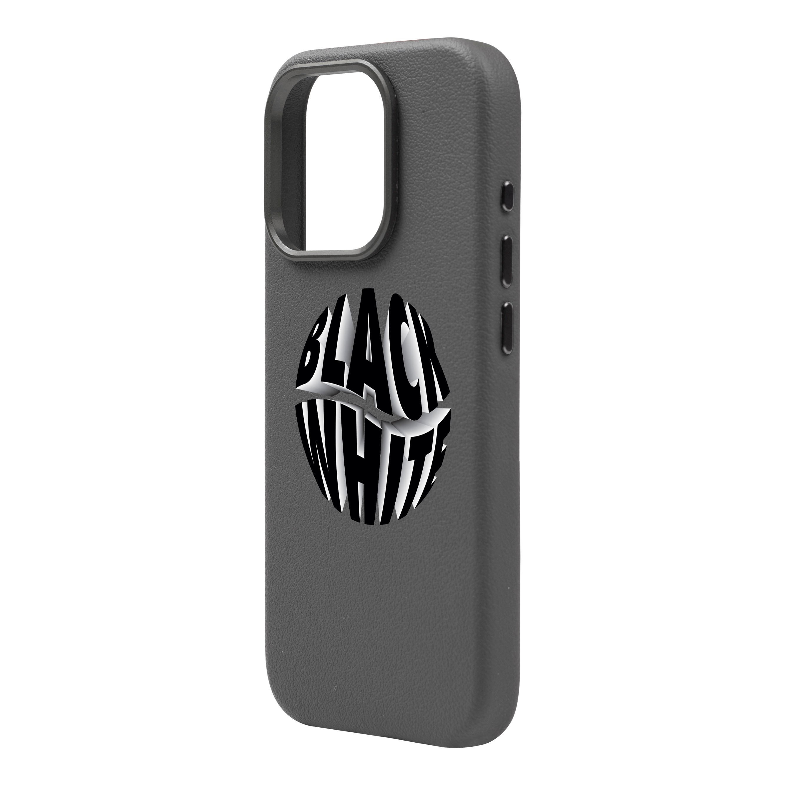 BLACK WHITE-iPhone Leather Premium Kılıf MagSafe Özellikli