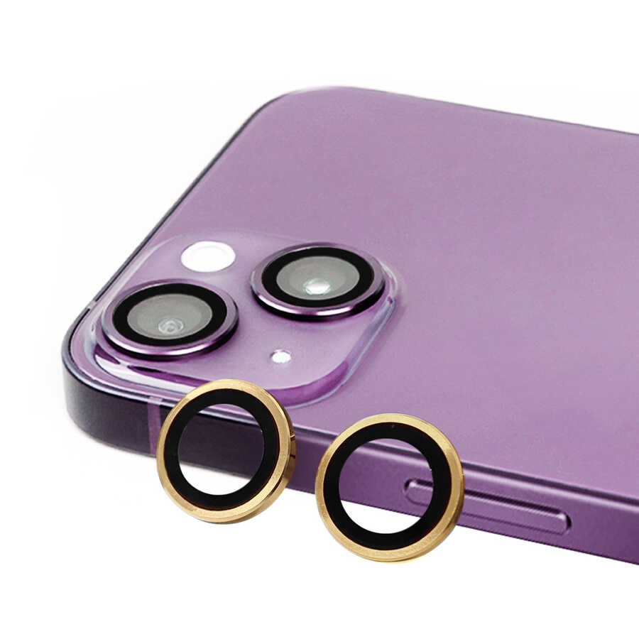 Apple iPhone 14 Plus Shine Kamera Lens Qoruyucu - Gold