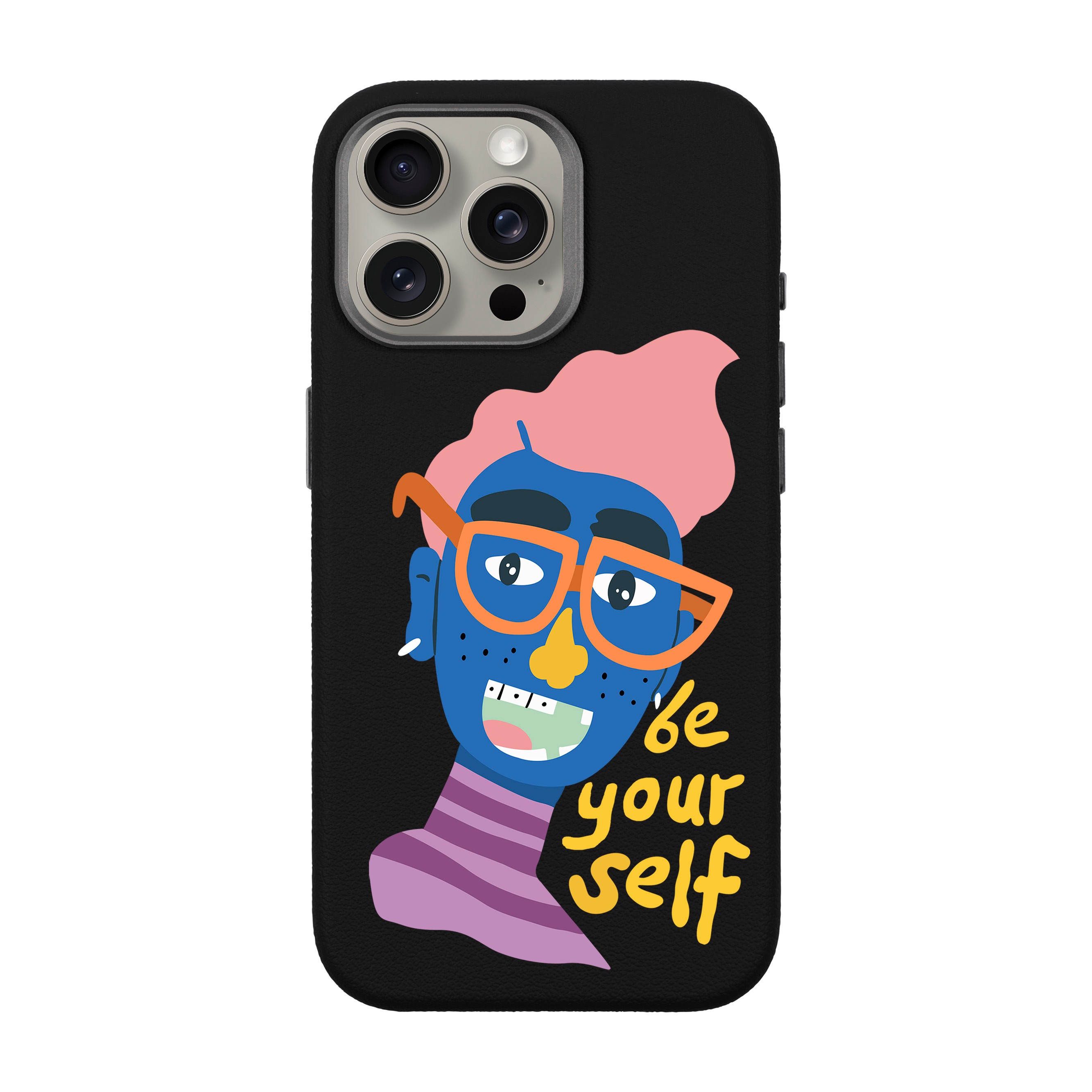 BE YOURSELF-iPhone Leather 15 Premium Case with MagSafe