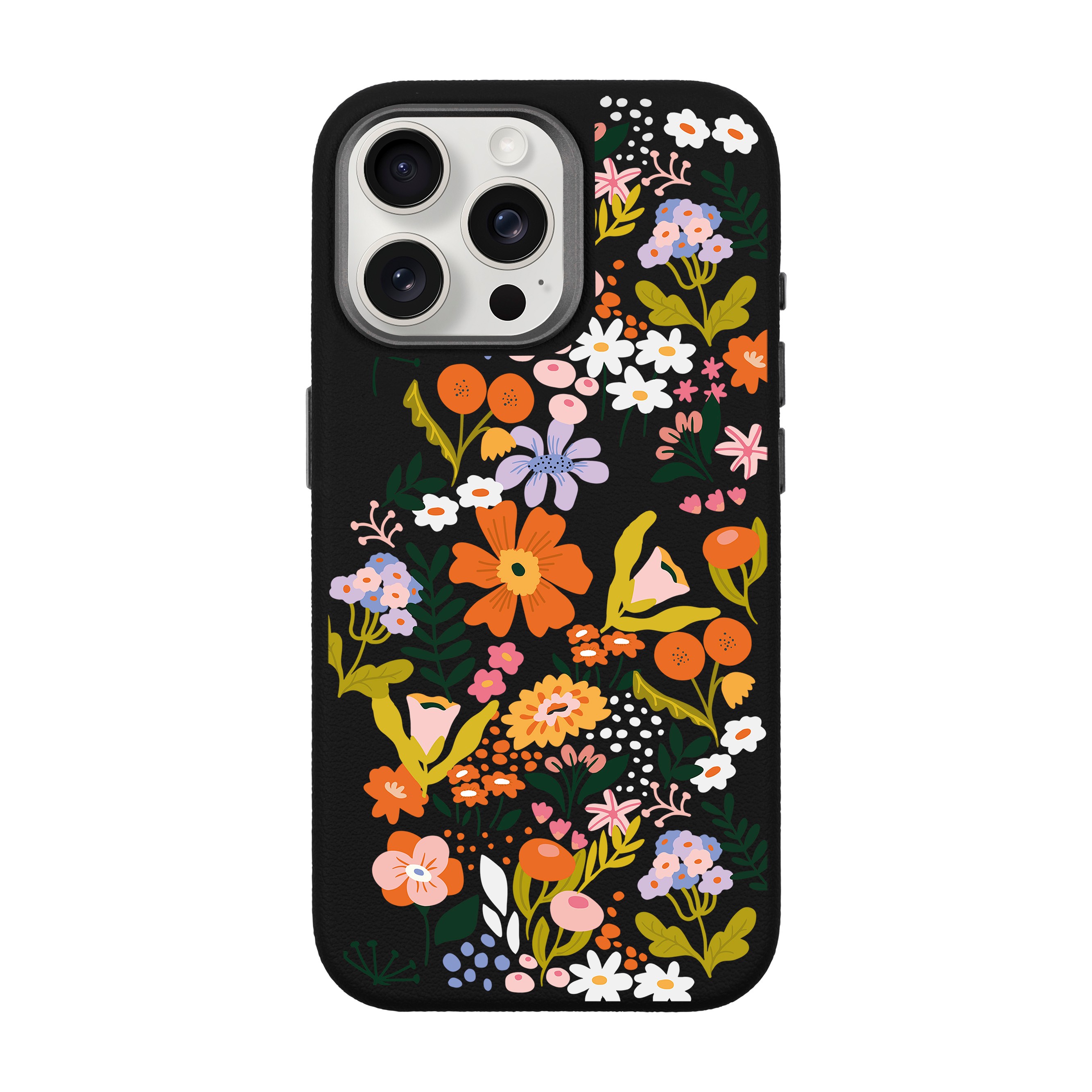 FLOWER-iPhone Leather 15 Premium Case with MagSafe