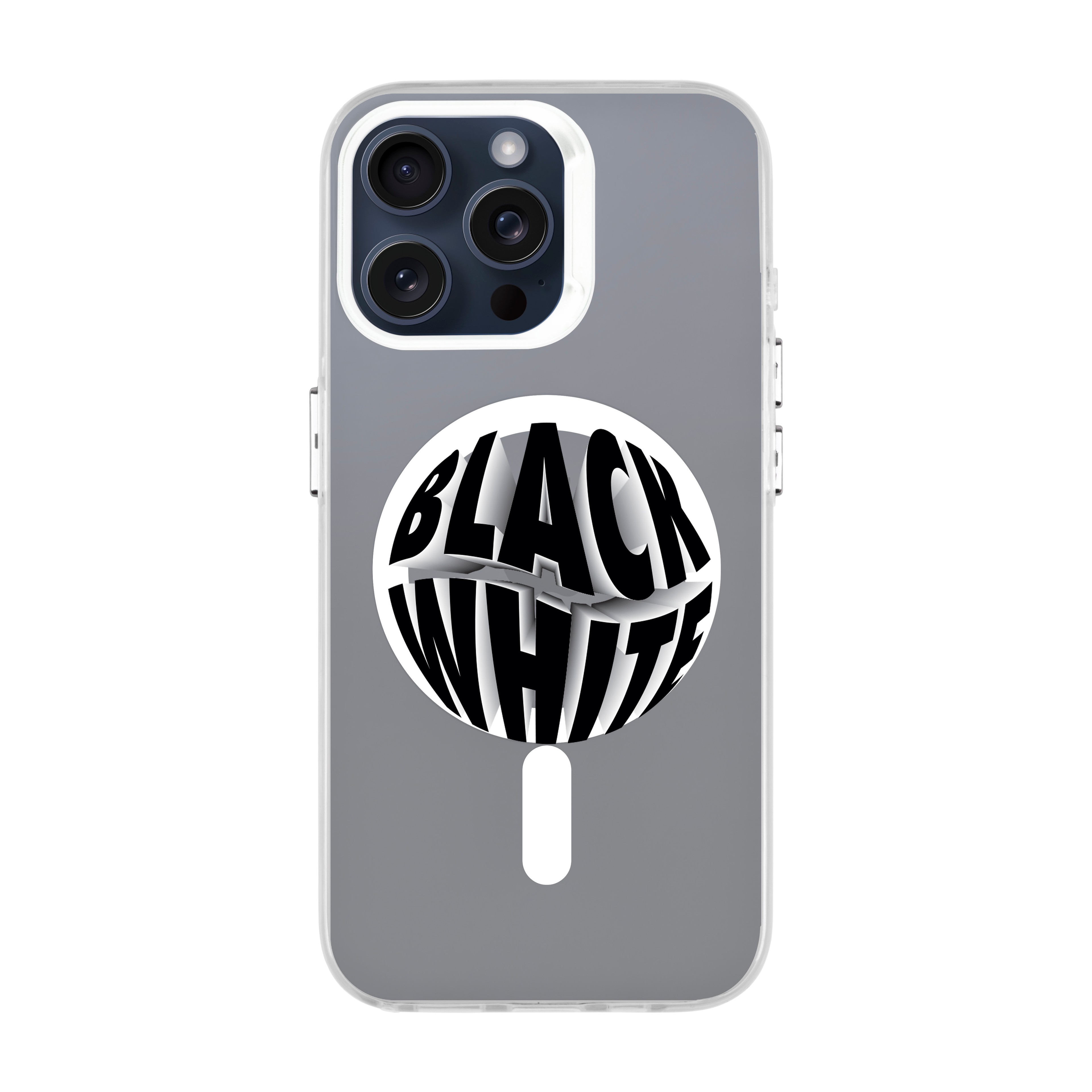 BLACK WHITE-iPhone Hold Kılıf MagSafe Özellikli