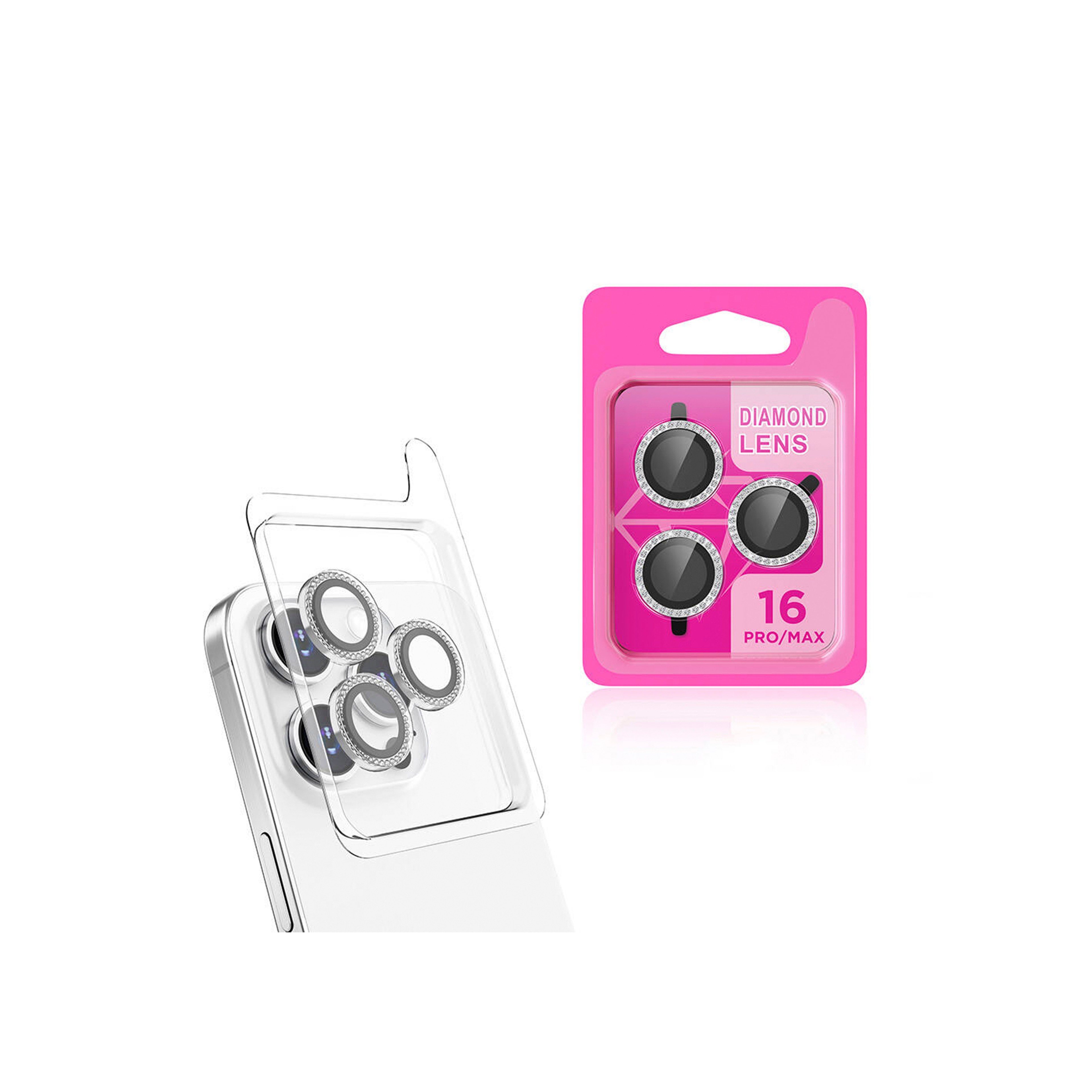 Apple iPhone 16 Pro Diamond Kamera Lens Koruyucu - Gümüş
