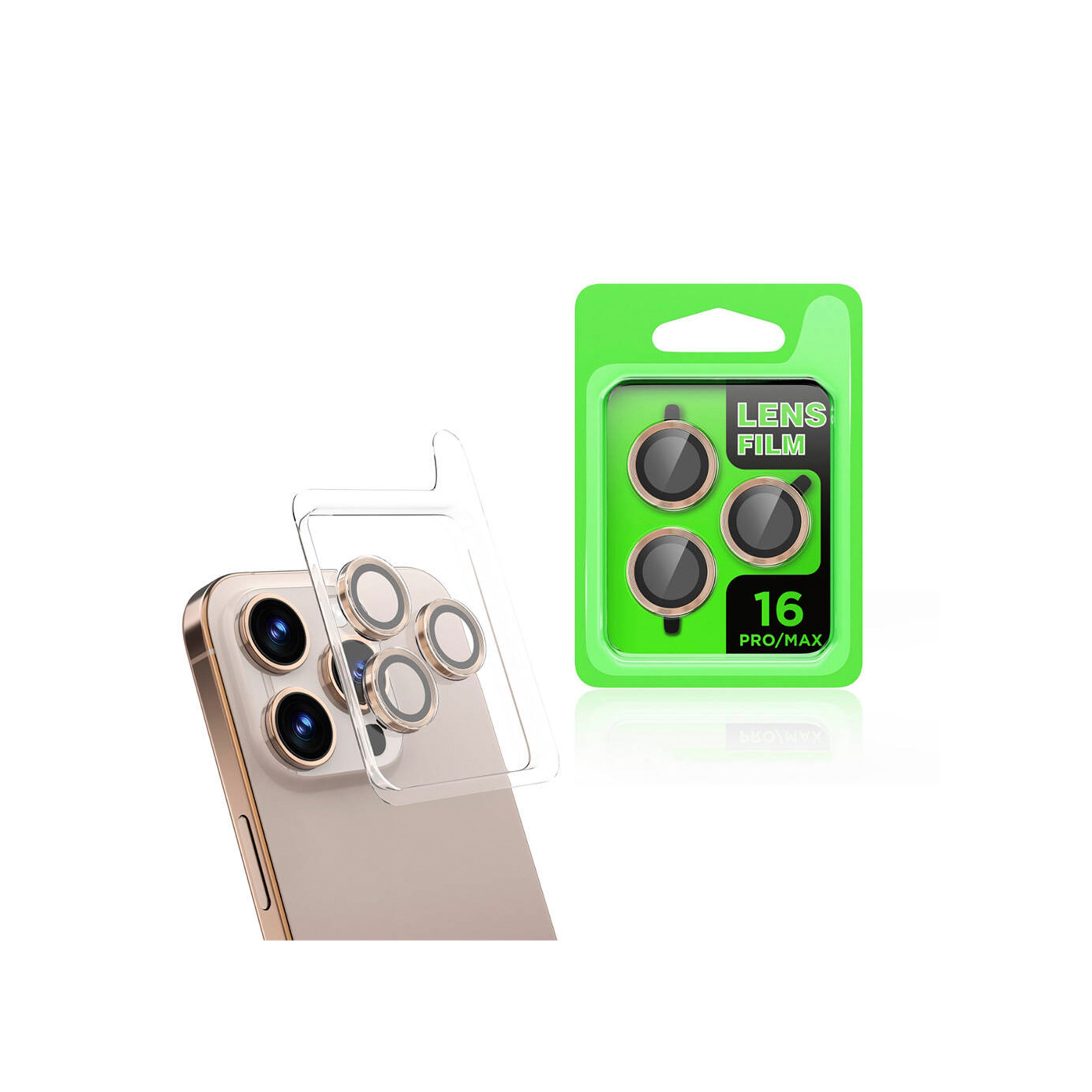 Apple iPhone 16 Pro Max Shine Kamera Lens Koruyucu - Desert Titanium