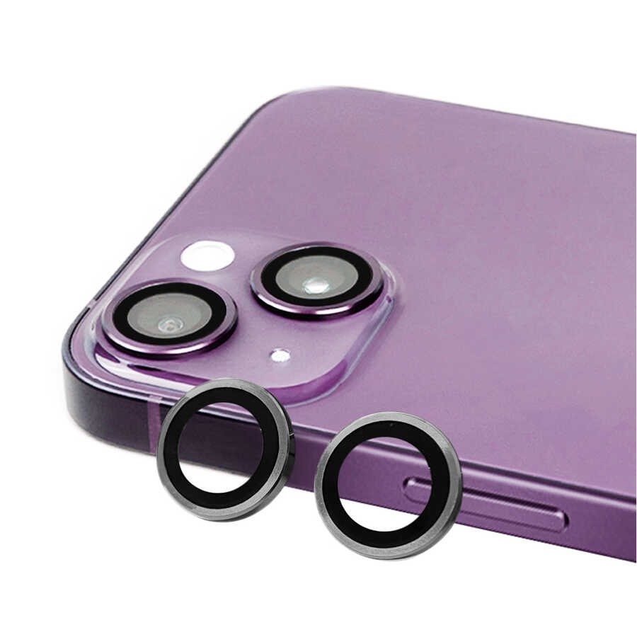 Apple iPhone 14 Plus Shine Kamera Lens Qoruyucu - Tünd Boz
