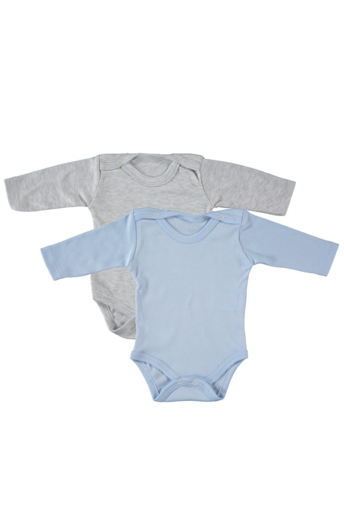 2 Adet Uzun Kollu Erkek Bebek Body Set – Gri