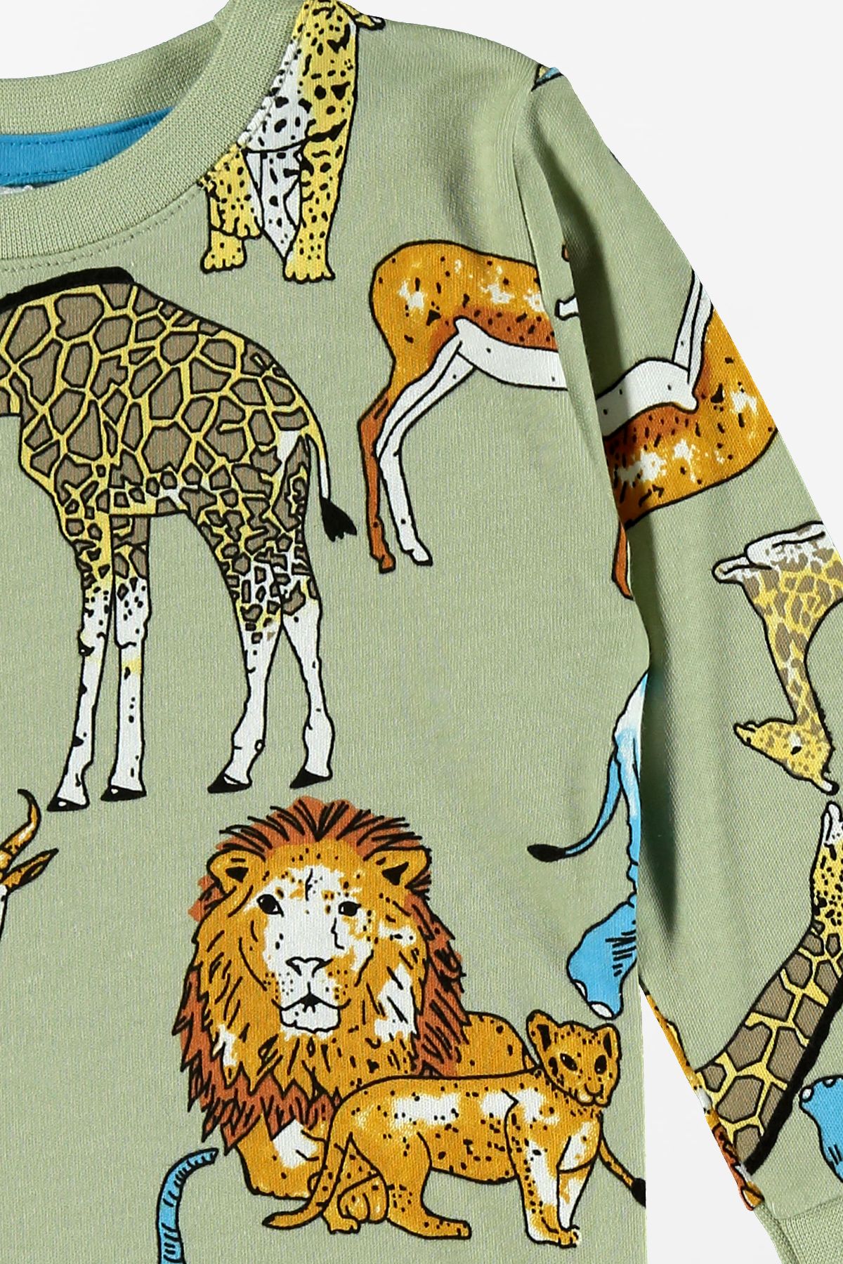 Safari Baskılı %100 Pamuklu Çocuk Pijama Takımı