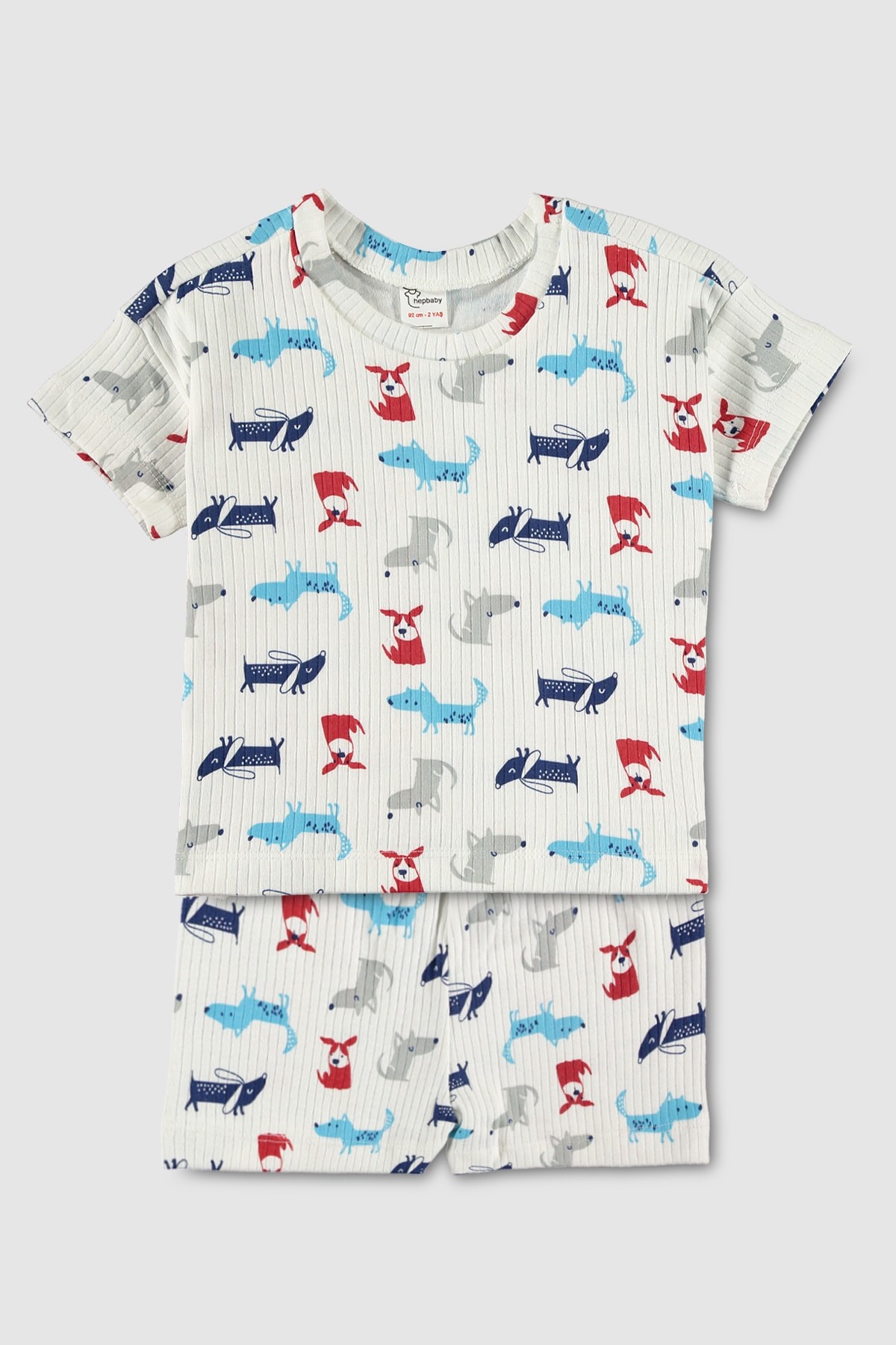 Beyaz, %100 Pamuk Şortlu Çocuk Pijama Takımı