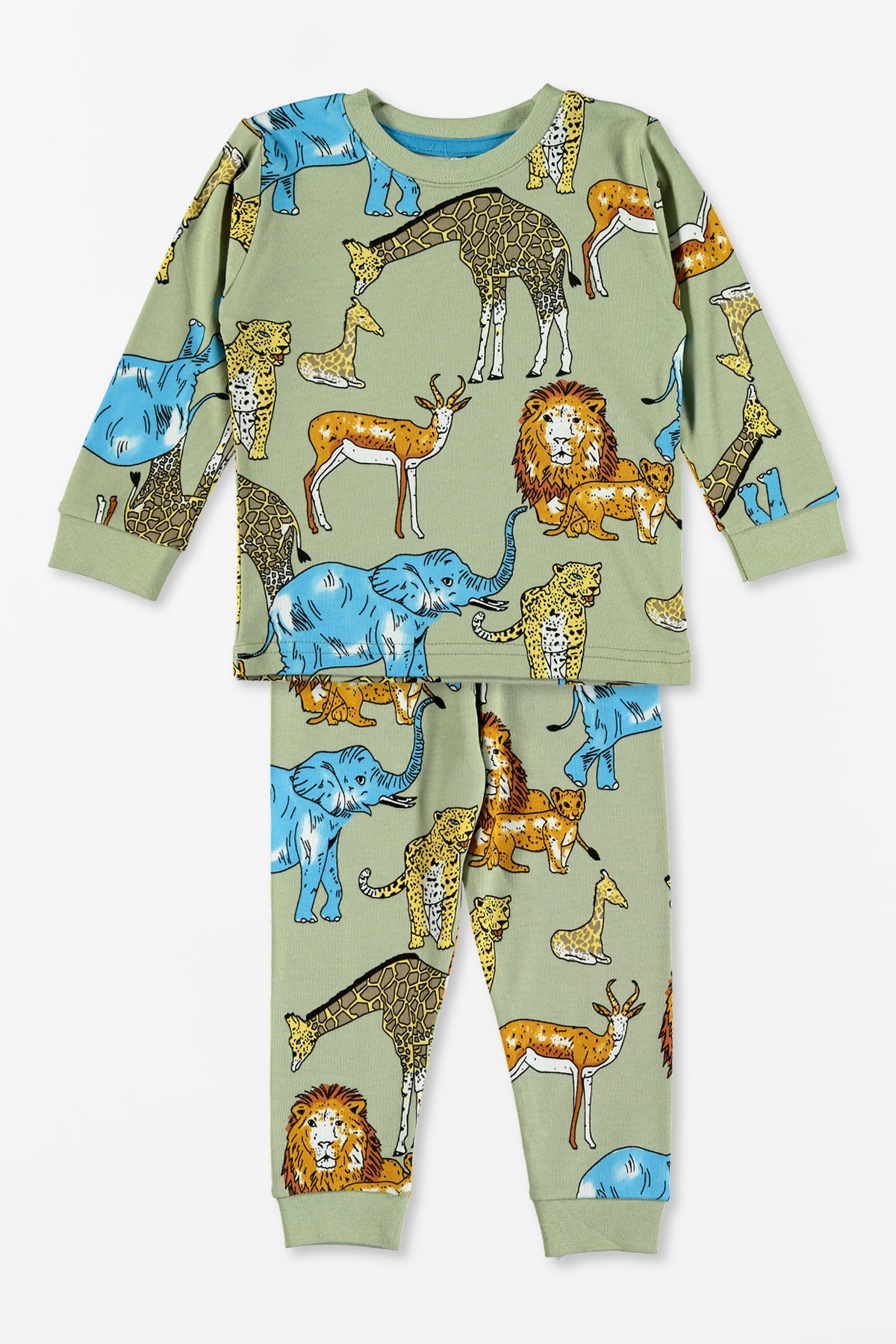 Safari Baskılı %100 Pamuklu Çocuk Pijama Takımı
