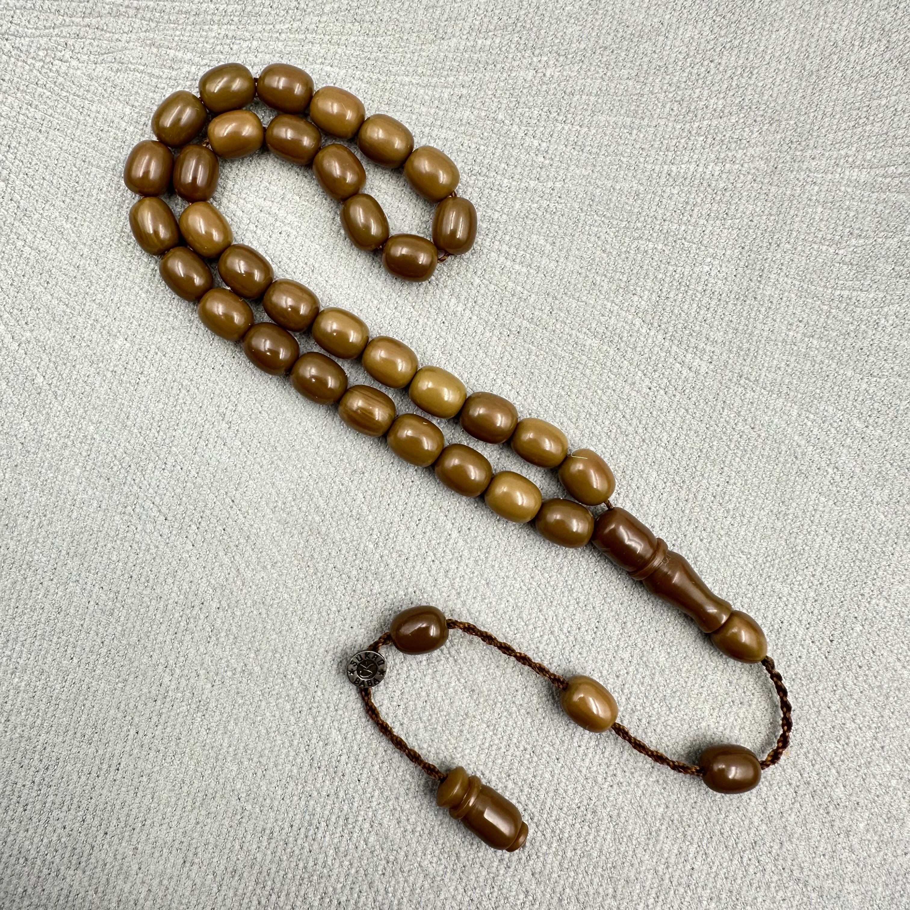 Şükrü Baba Bilek Boy Zeytin Haki Tonlu Yumurta Kesim Katalin Tespih