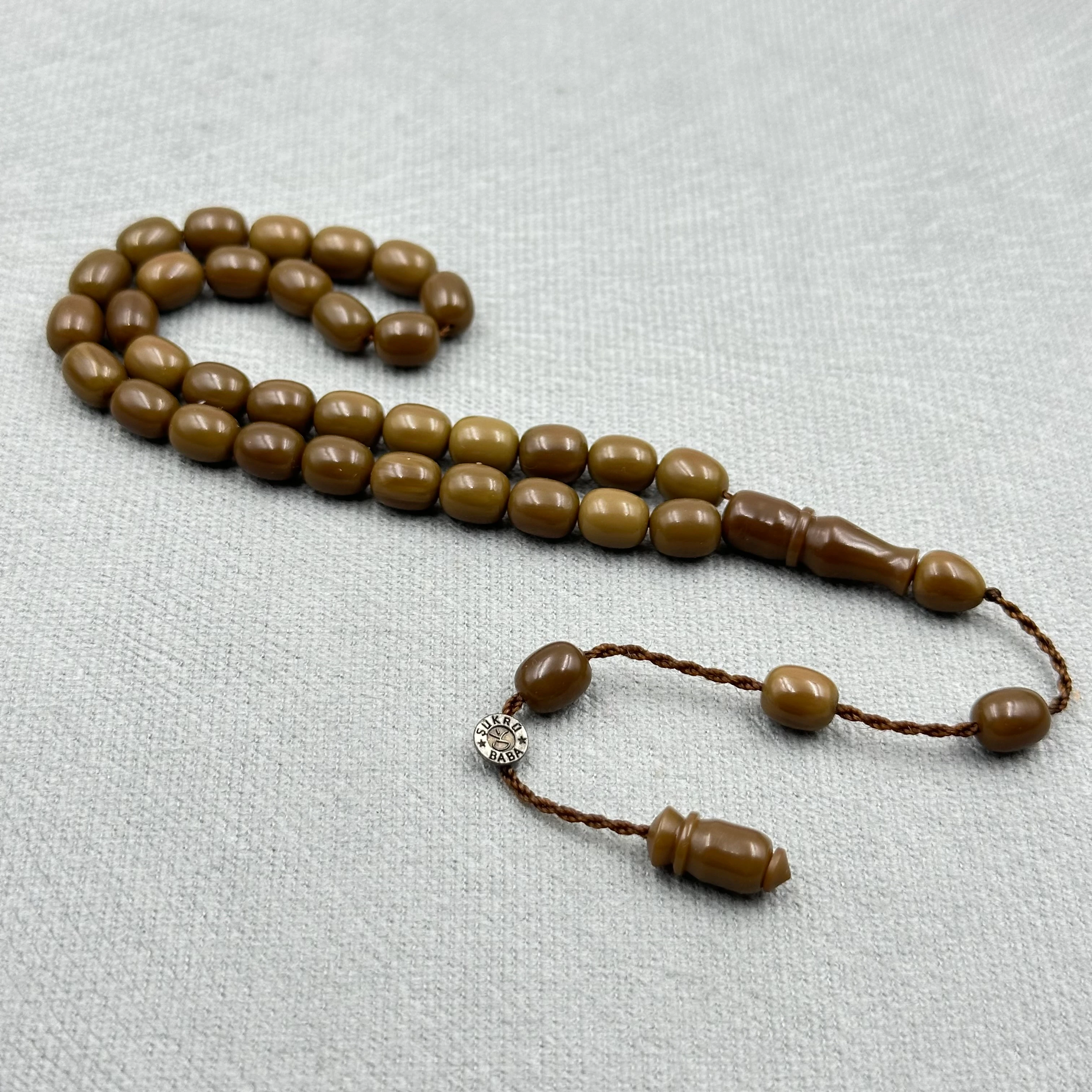 Şükrü Baba Bilek Boy Zeytin Haki Tonlu Yumurta Kesim Katalin Tespih