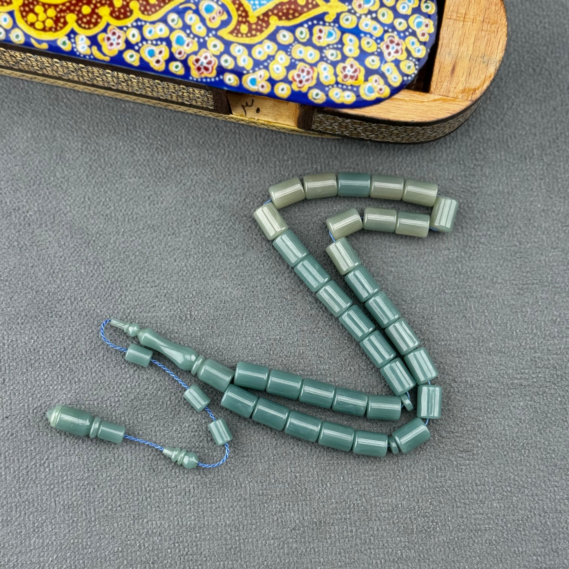 Usta İmzalı Buz Mavisi Eski Obje Katalin Tespih