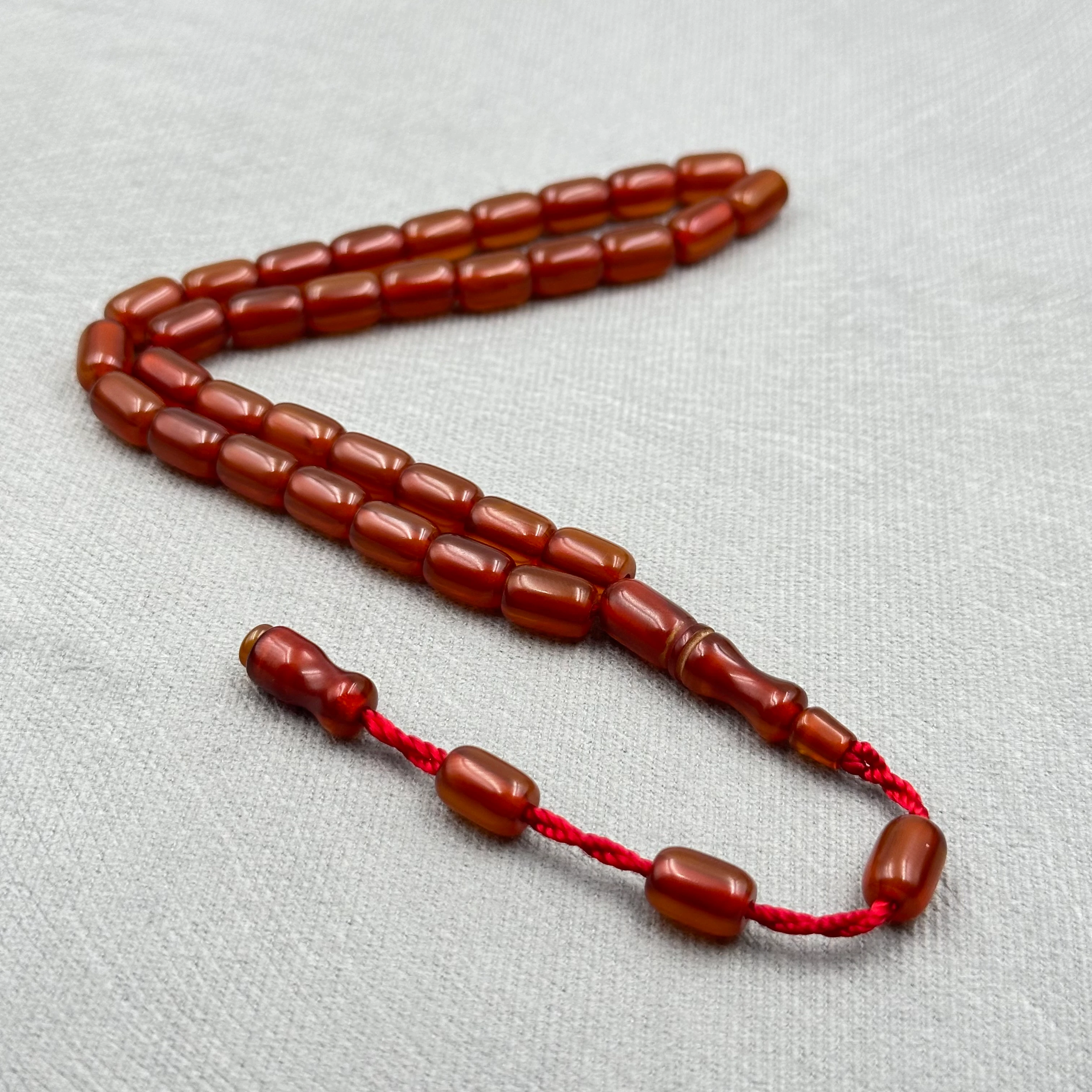 Kızıl Kahve Parlak Kapsül Kesim Sıkma Kehribar Tespih