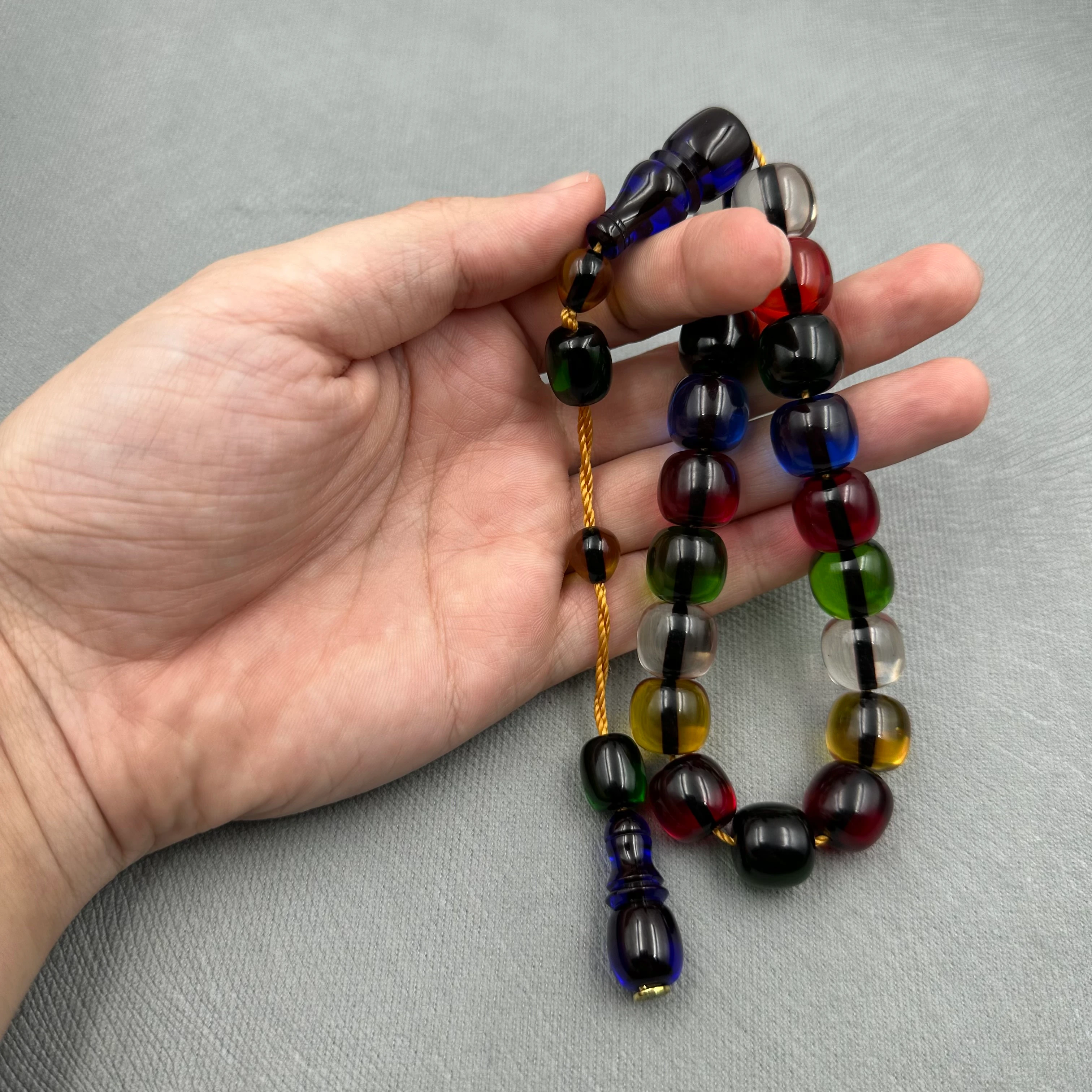 Enes Abdo Usta İşçilikli Rengarenk Maskot Efe Boy Ateş Kehribar Tespih