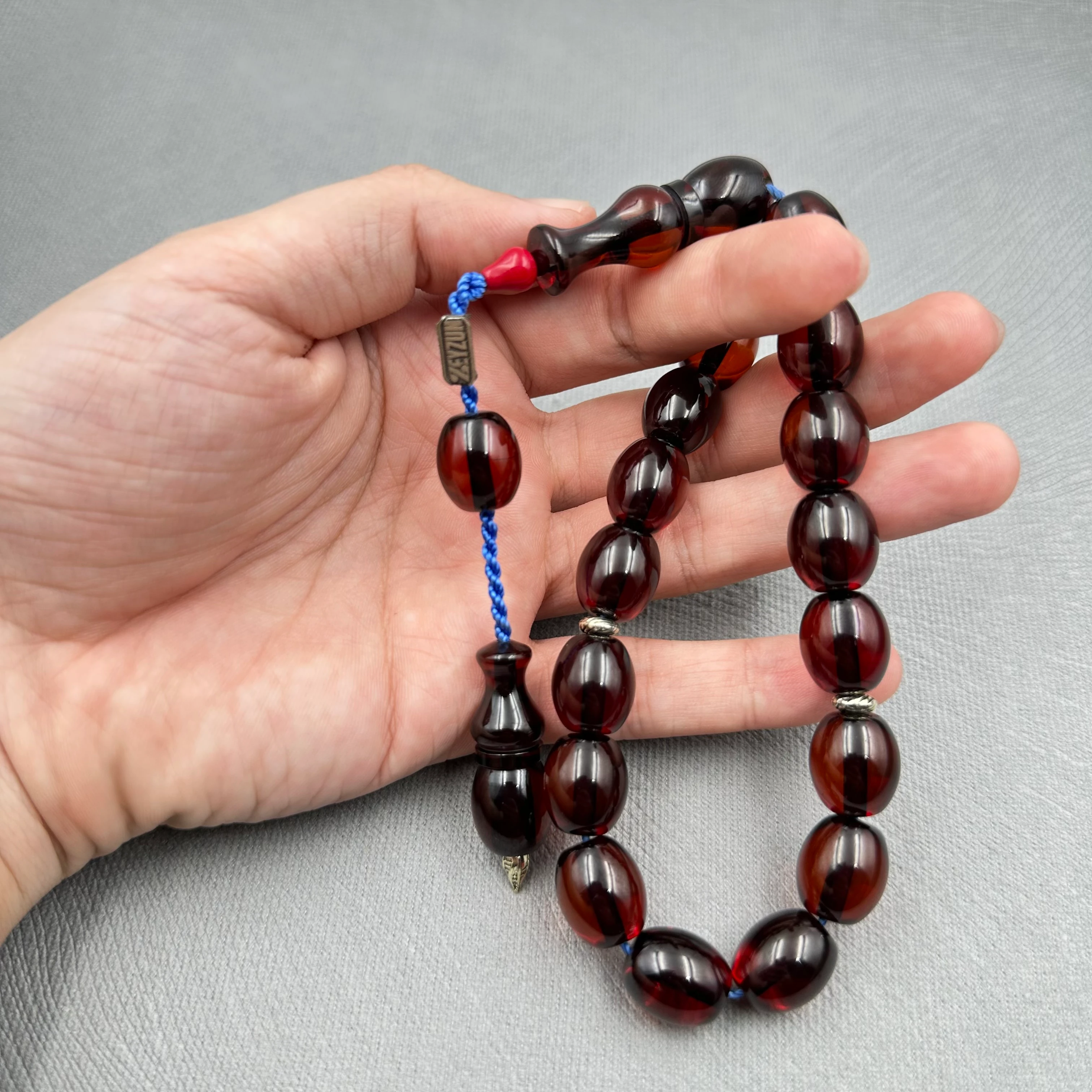 Zeyzun Usta İşçilikli Çay Rengi Maskot Sıkma Kehribar Tespih